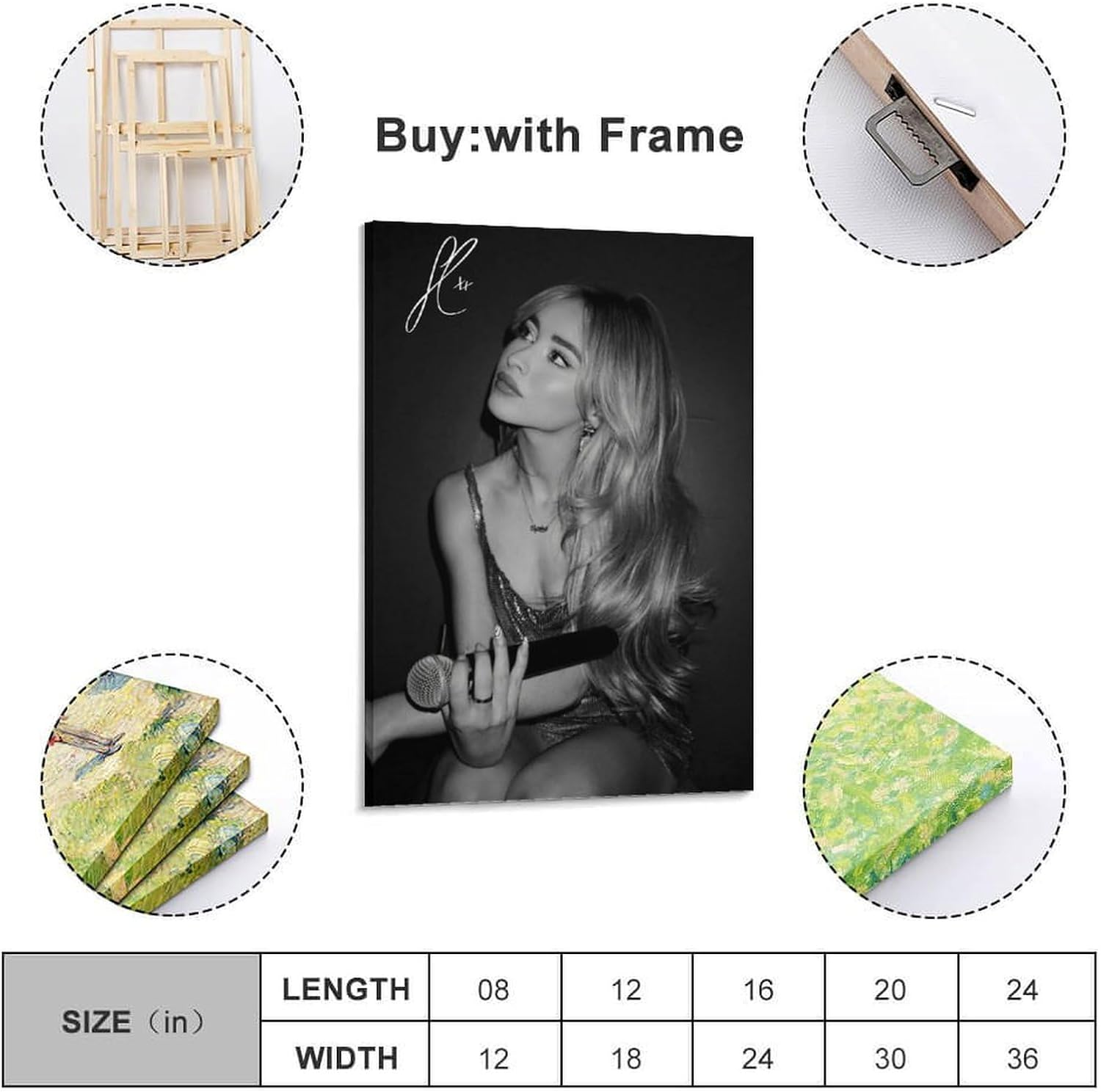 Wall Art Sabrina Carpenter Canvas Poster Poster Canvas Painting Wall Art Picture Home Decor Print for Bedroom Living Room Dorm Study Bar Office 08X12Inch(20X30Cm)