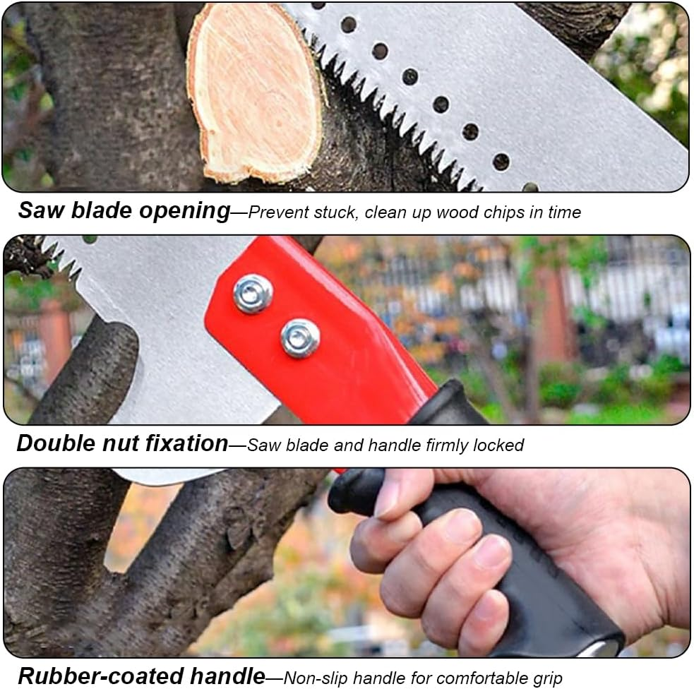 Pole Saws for Tree Trimming, Stainless Steel Extendable 16.4 Ft Manual Pole Pruner, Sharp Steel Blade High Branches Saw, Altitude Pruning Saw for Forestry Yard Garden Patio Palms Shrubs image number 2