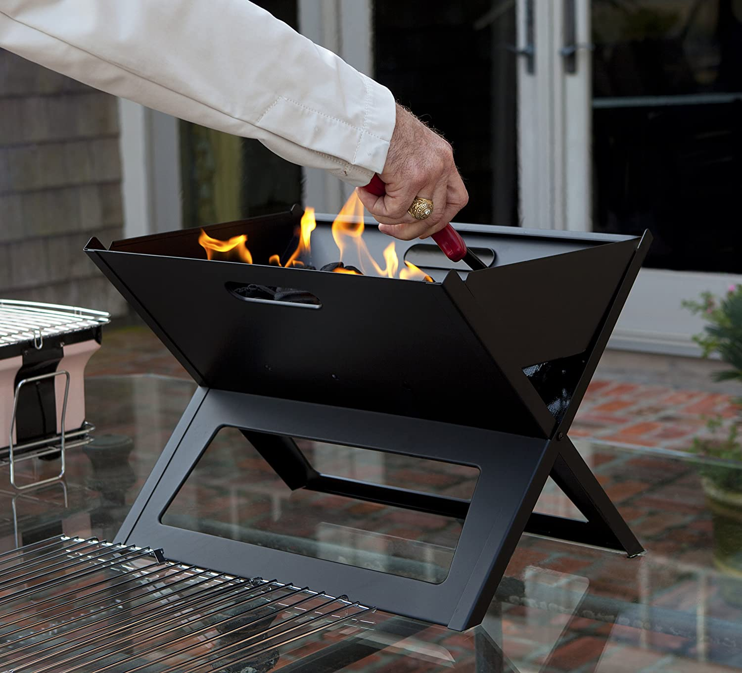 Fire Sense 60508 Black Notebook Charcoal Grill, 14.18" H X 11.82" W X 17.53" L image number 1