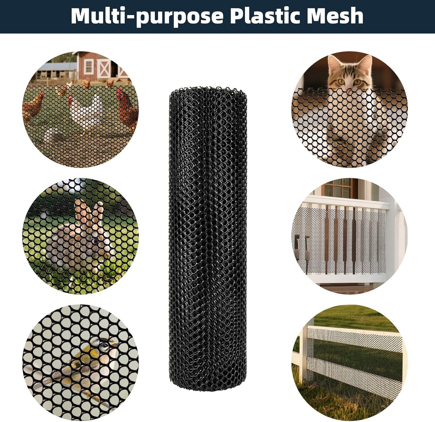 Chicken Wire Mesh Roll with 100 Pcs Fixed Straps, Heavy Duty Garden Plastic Fencing Net, Durable Rust-Proof Poultry Breeding Fence & Temporary Yard (40Cm X 12M (8Mm Holes)) image number 6