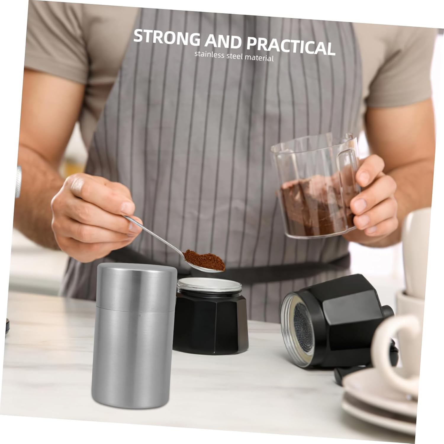 Stainless Steel Tea Canister with Double Sealed Lids Airtight Storage Container for Kitchen Dry Food Including Loose Leaf Tea Coffee Nuts and Grains 5.5X3.1 Inch image number 4