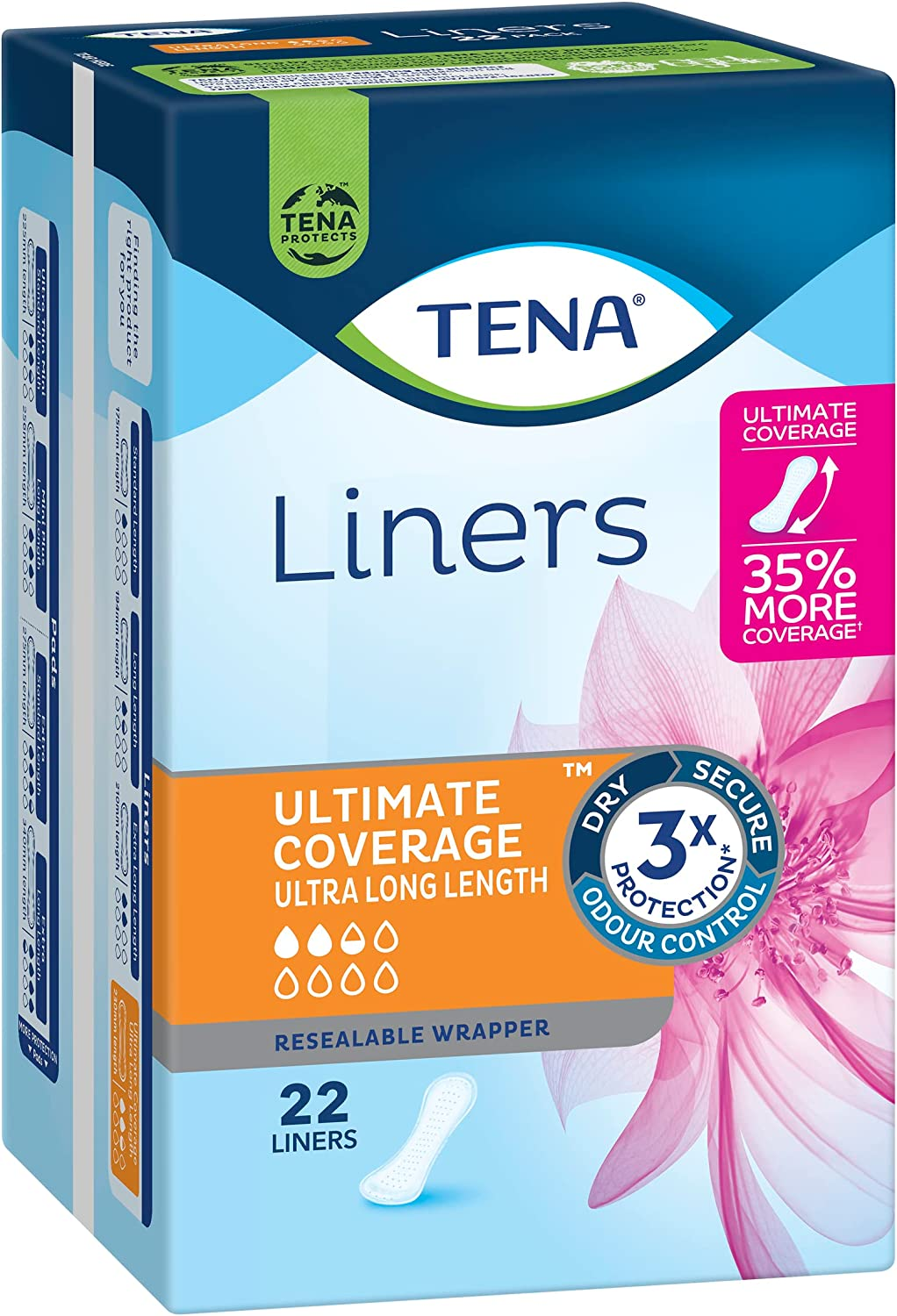 TENA Ultra Long Length Liner, Light Incontinence, Pack of 22 image number 2