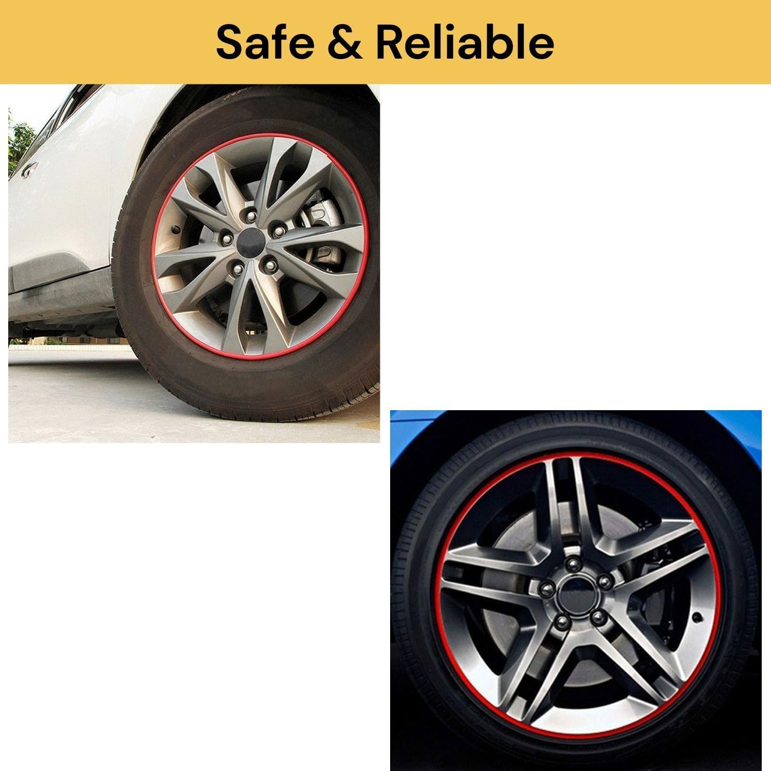 EZONEDEAL Car Universal Alloy Wheel Hub Rim Ring Tyre Guard Edge Protector Beading Sticker Decorative Strip image number 1