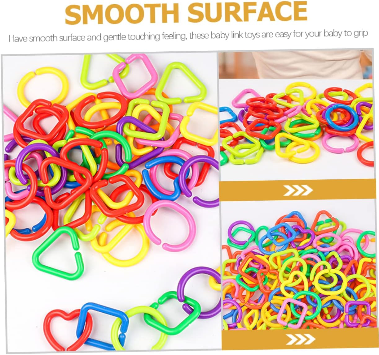 Angoily 35Pcs Link Ring for Boy Girl Geometric Chain Links Early Education Grasping for Stroller Crib Car Seat and Diaper Bag Attachments image number 4
