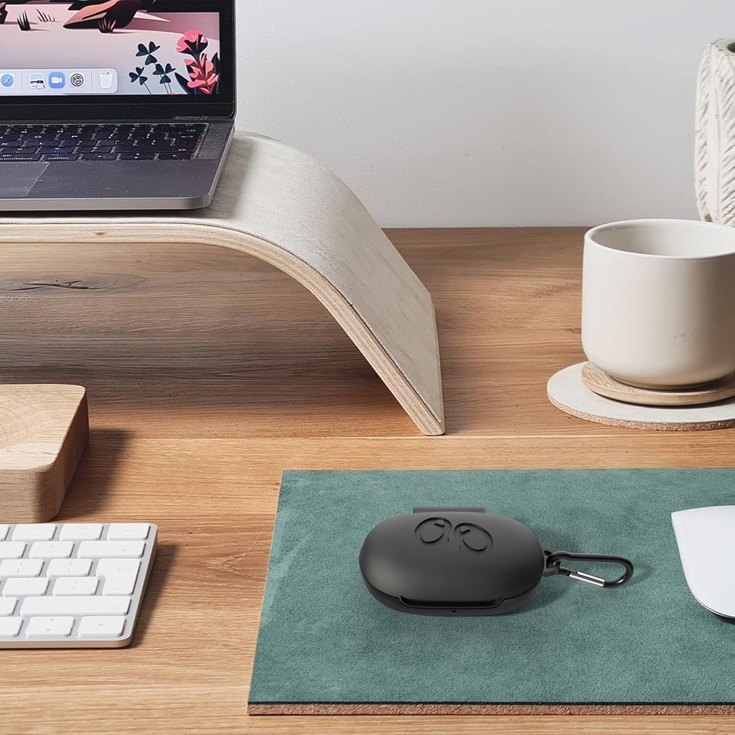 Geekria Silicone Case Cover Compatible with Samsung Galaxy Buds+ plus True Wireless Earbuds, Protective Carrying Case with Keychain Hook, Charging Port Accessible - Black image number 4