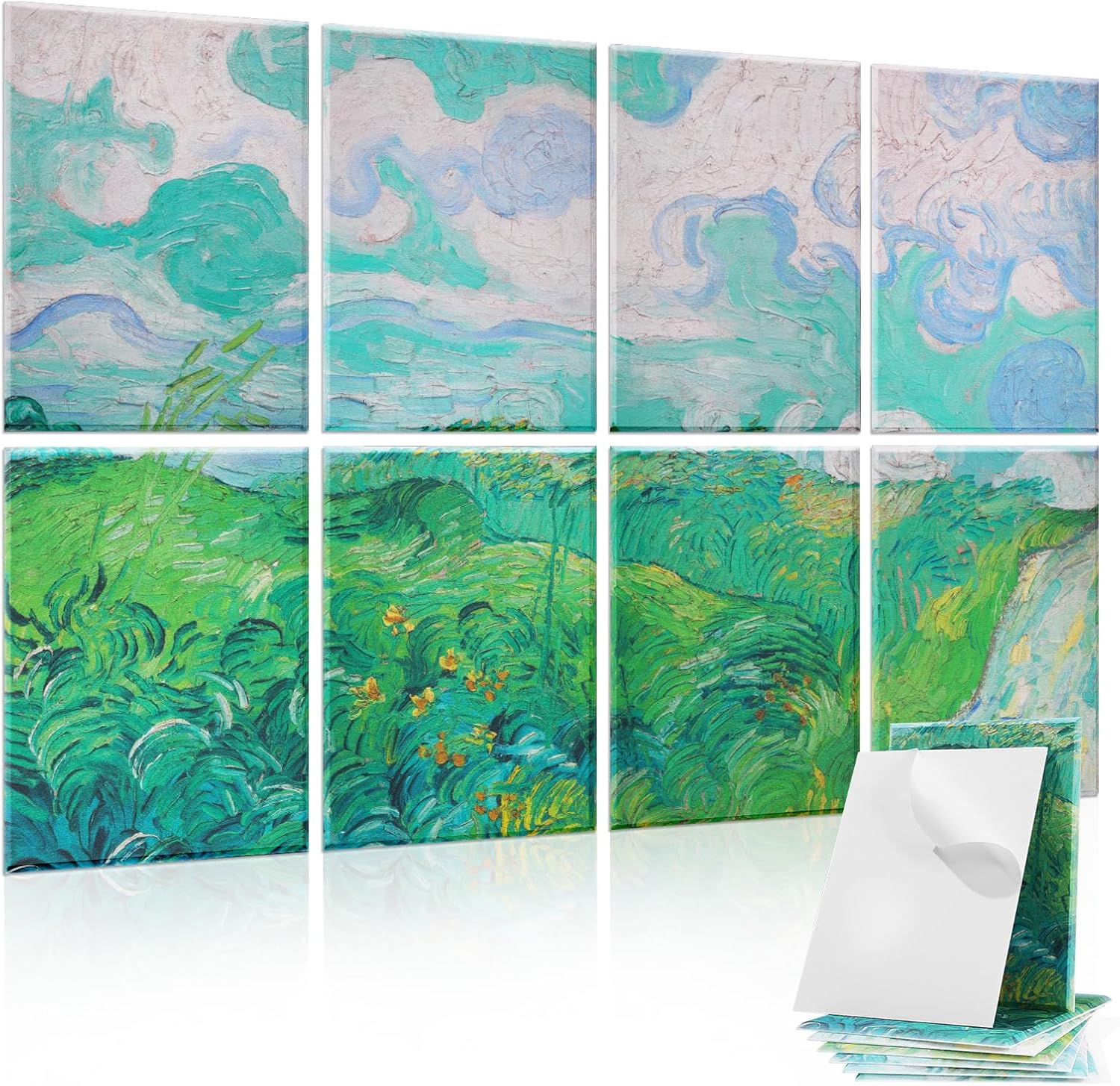 Tutmyrea Art Acoustic Panels, 48" X 32" Self-Adhesive Sound Proofing Padding 8 Pack Acoustical Soundproof Wall Panels, Decorative Sound Absorbing Panels for Home Office (Moon Misty Forest)