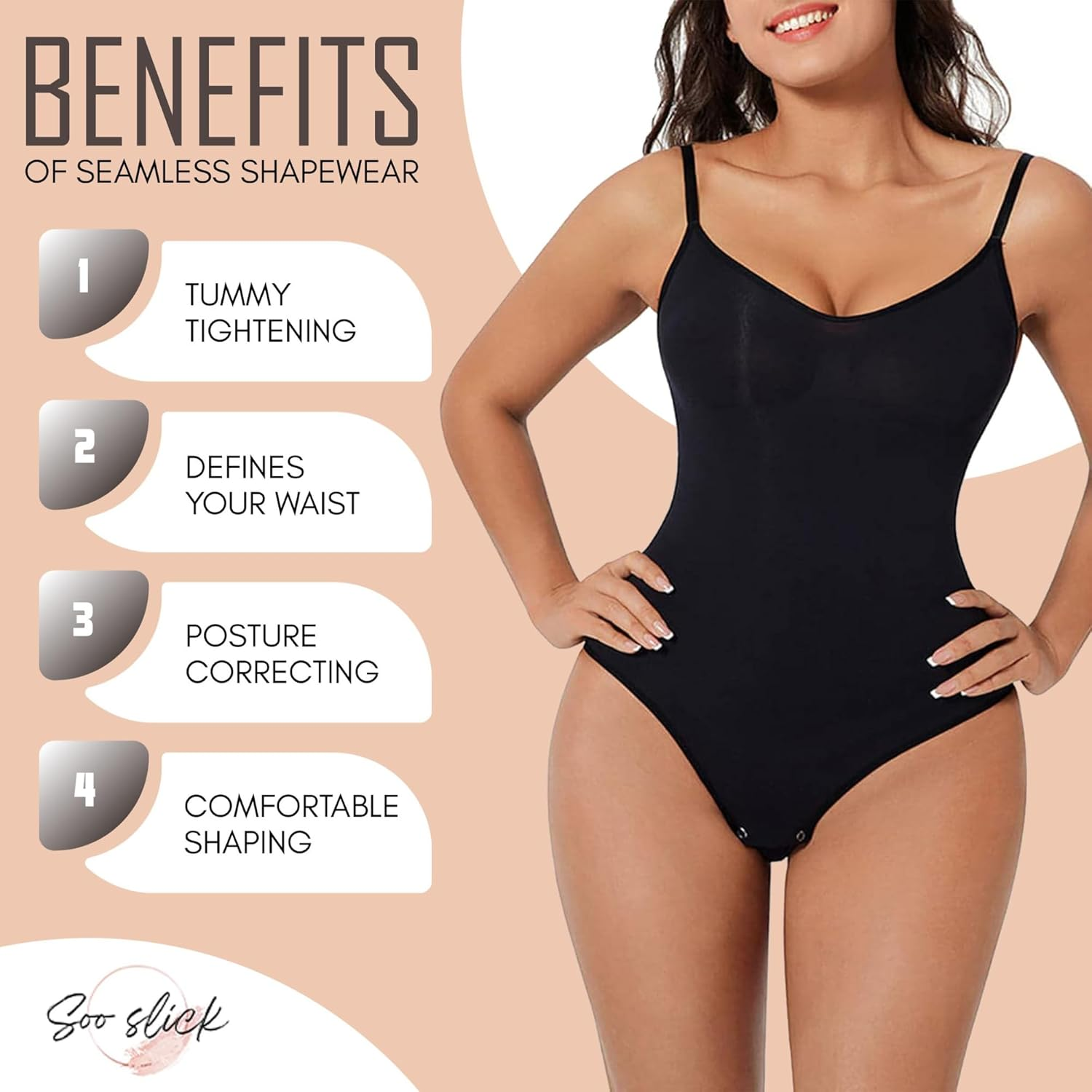Seamless Bodyshaper Bodysuit for Women - Full Body Shapewear Body Sculpting Suits Sleeveless round Neck image number 6