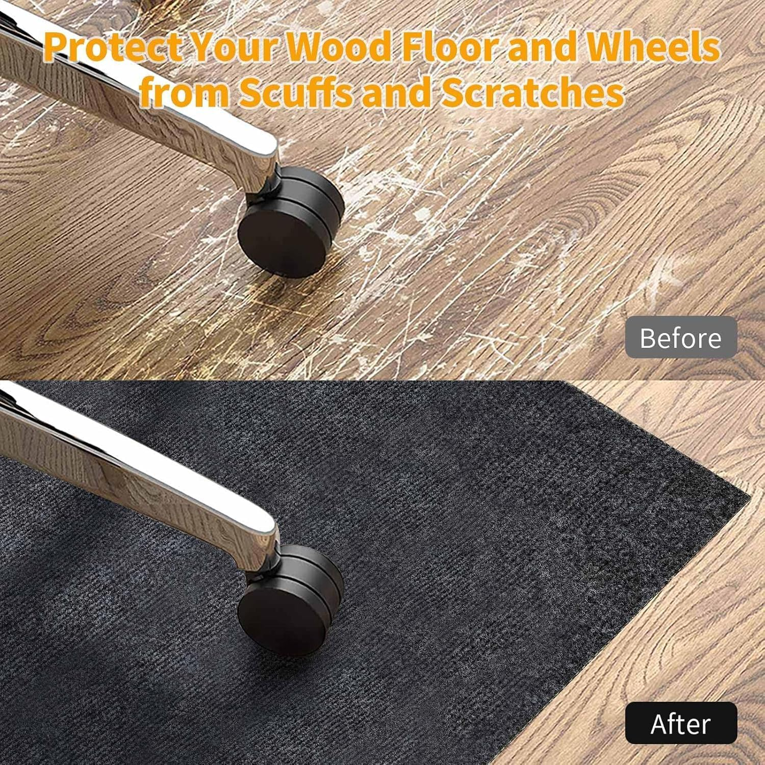 160&times;130Cm Office Chair Mat for Hardwood & Tile Floors &ndash; Anti-Slip, Noise-Reducing, Cuttable, Odorless, Easy-To-Clean Desk Mat for Office, Home & More, Dark Grey image number 2