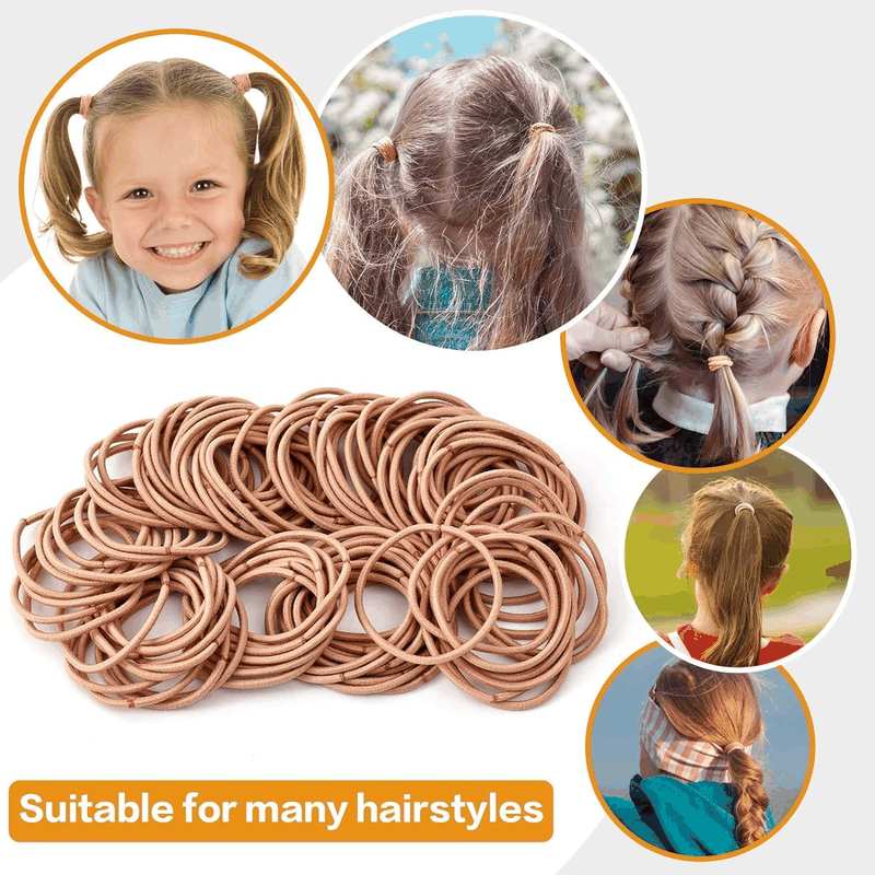 100Pcs Elastic Hair Bands, Small Elastic Hair Bobbles for Women, 2Mm Thin Hair Tie for Kids, Soft Hair Bands Withou Metal, Elastic Ponytail Holder (Pink) image number 2