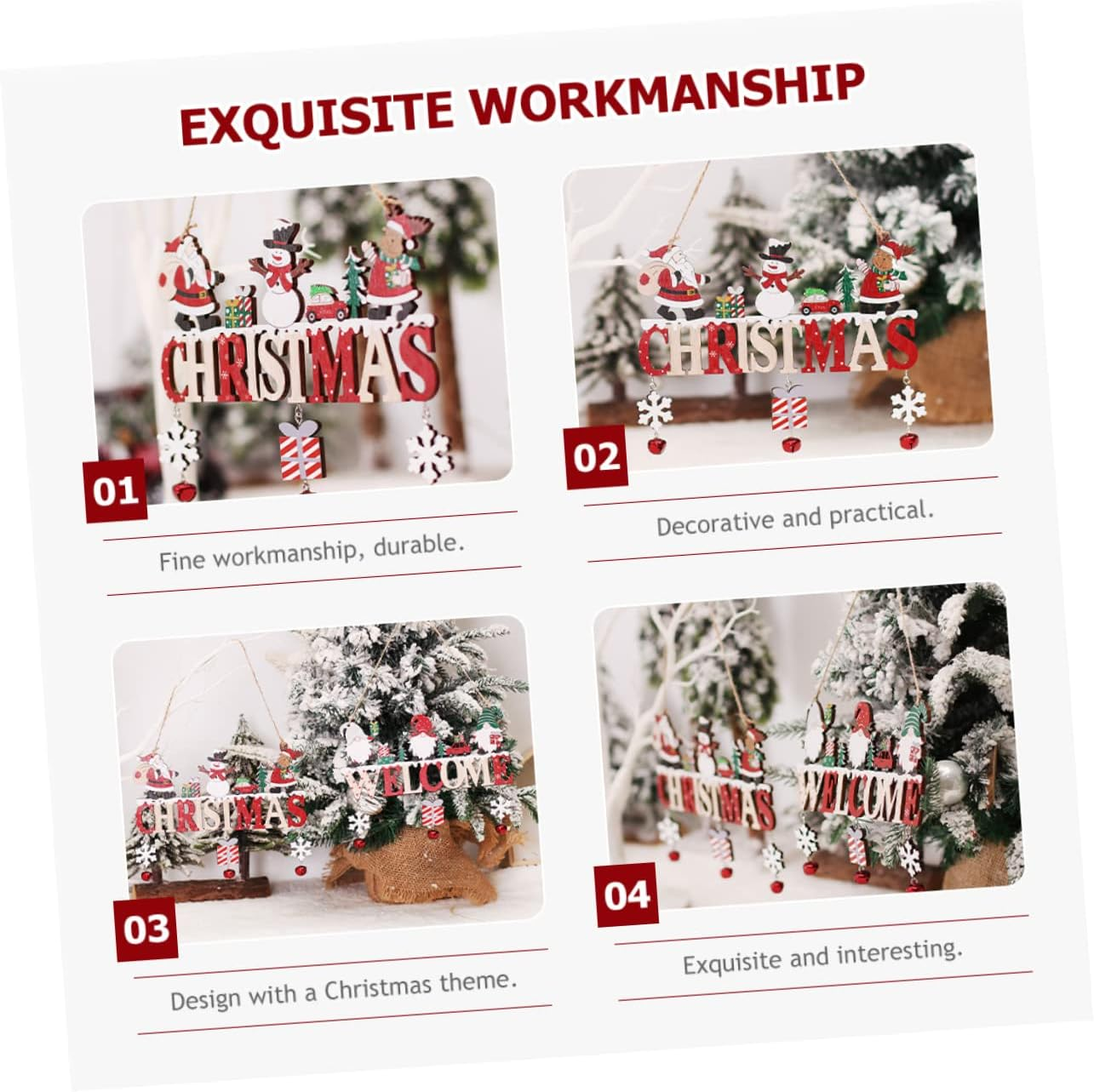 Old Man Snowman House Pendant Welcome Sign for Front Door Christmas Welcome Signs for Porch Decoration Christmas Home Decorations image number 1