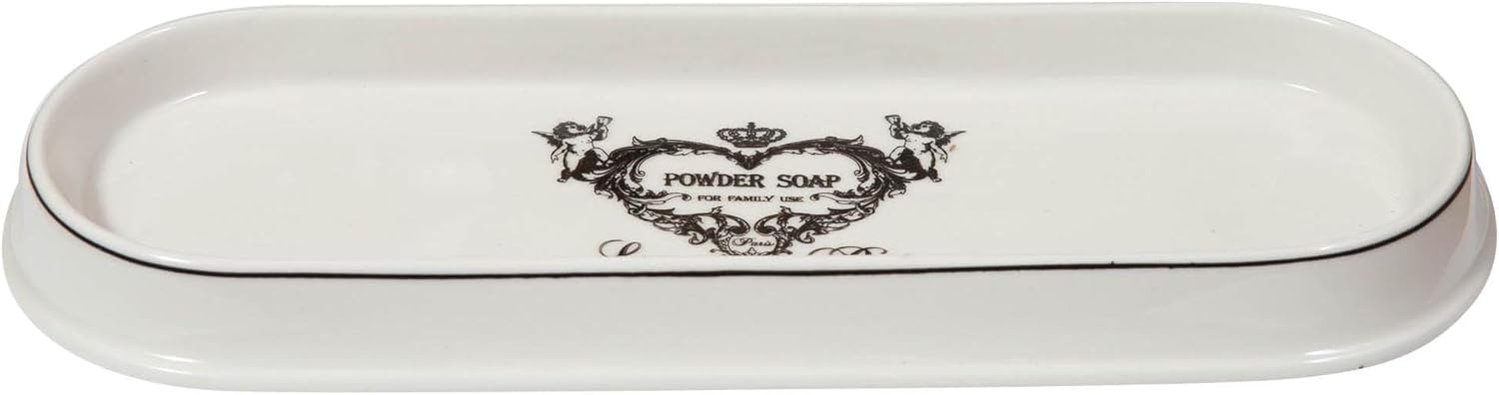 4 Piece White Porcelain Decorated Powder Soap Bathroom Set W25Xdp10Xh21 Cm Sized image number 4