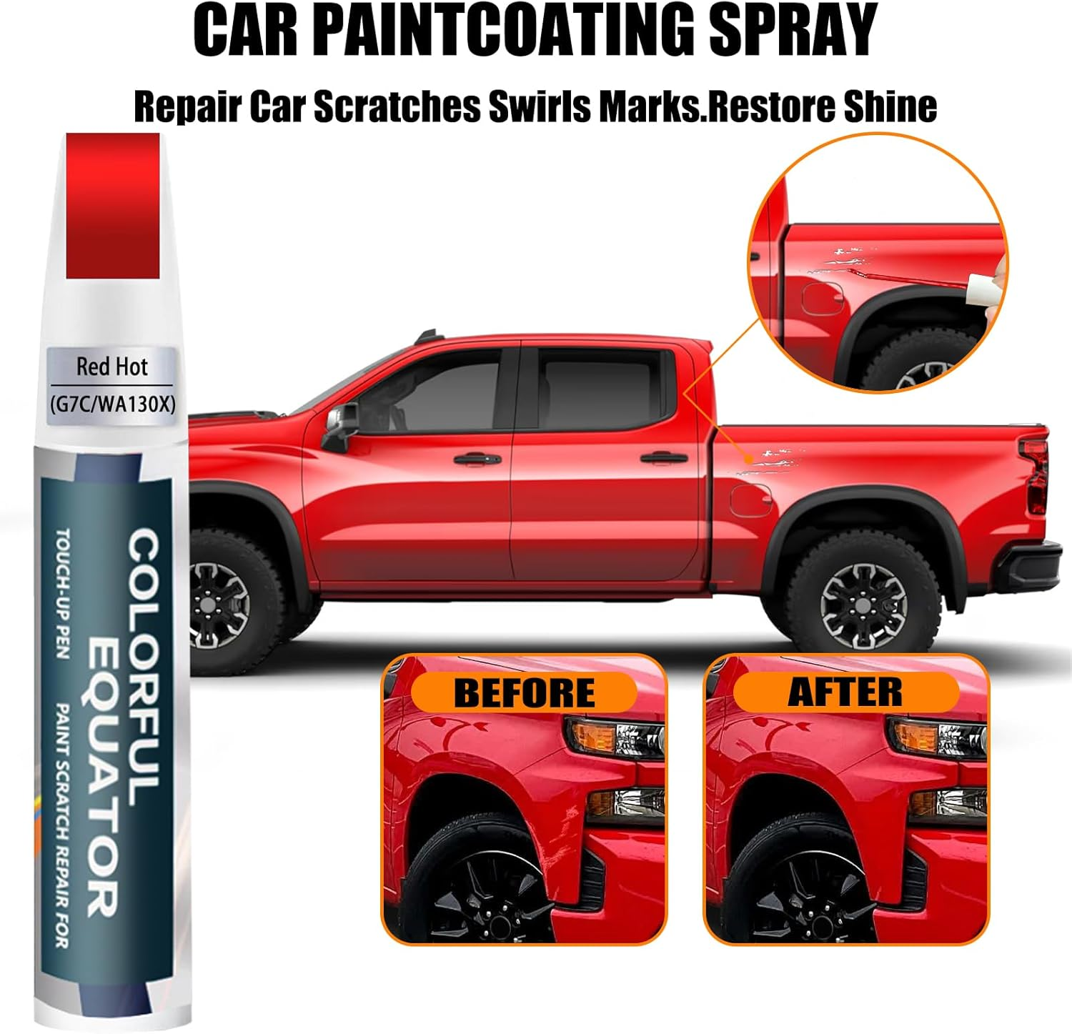 Red Hot(G7C/Wa130X) Touch up Paint Compatible with Chevrolet, Car Paint Pen Scratch Repair Two-In-One Touch up Paint, Premium Car Scratch Remover for Deep Scratches image number 1