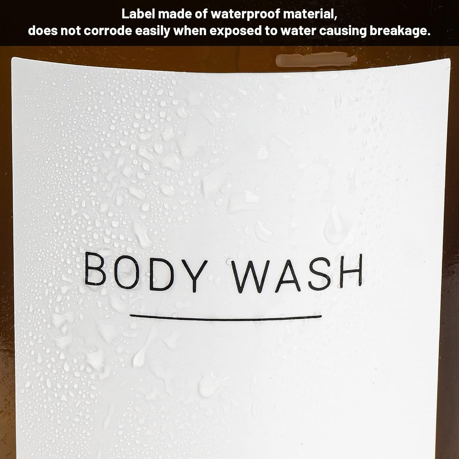 Set of 3 Amber Glass 16.9Oz Soap Dispensers with 22 White Labels Bathroom Liquid Bottle Container with Black Pump image number 4