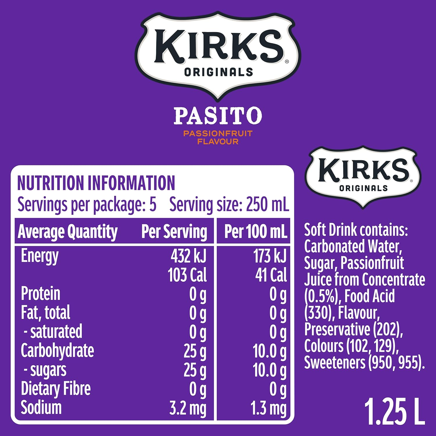 Kirks Pasito Soft Drink Mutipack Bottles 12 X 1.25L image number 3