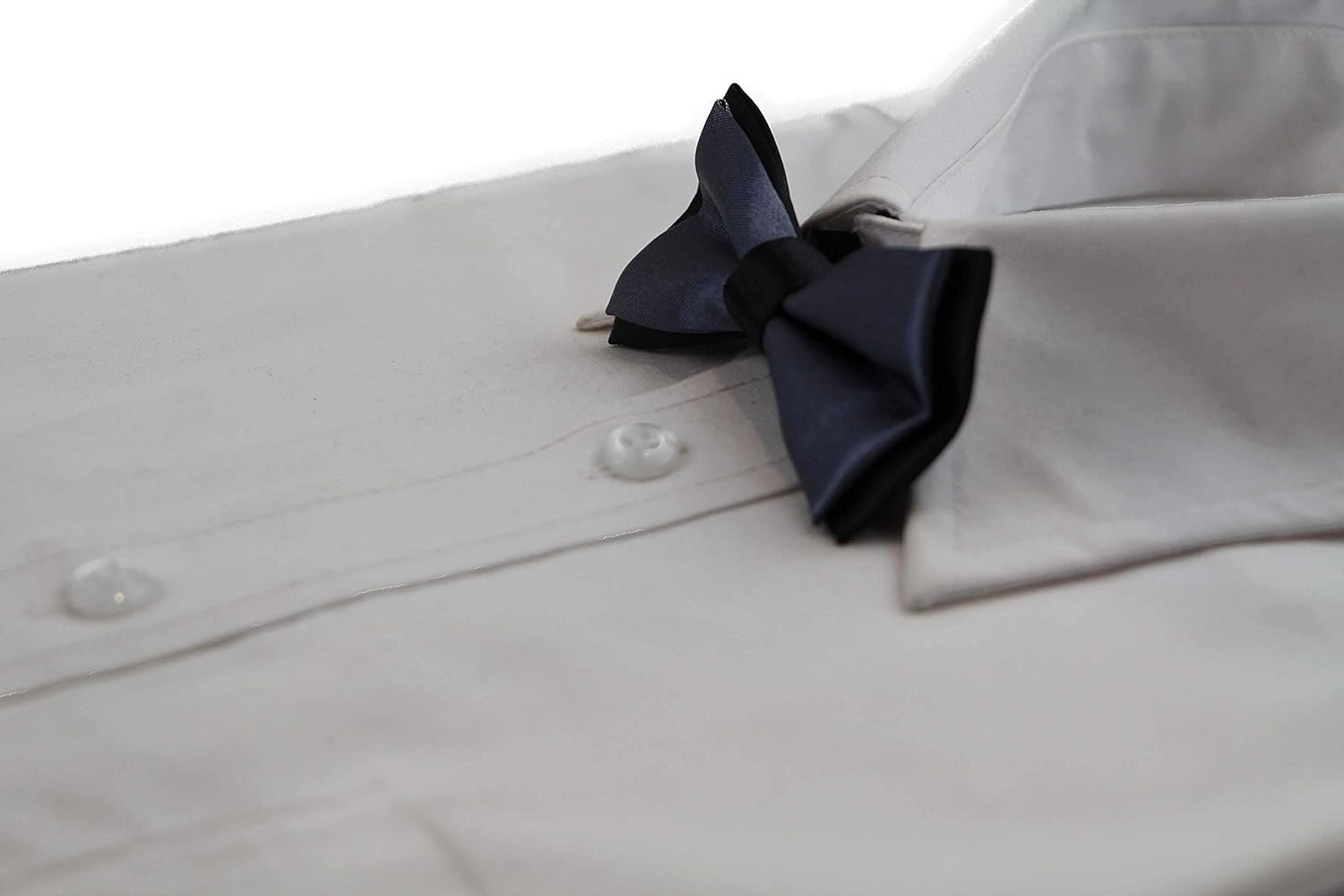 Boys Gunmetal Two Tone Layer Bow Tie Black, Gunmetal image number 2