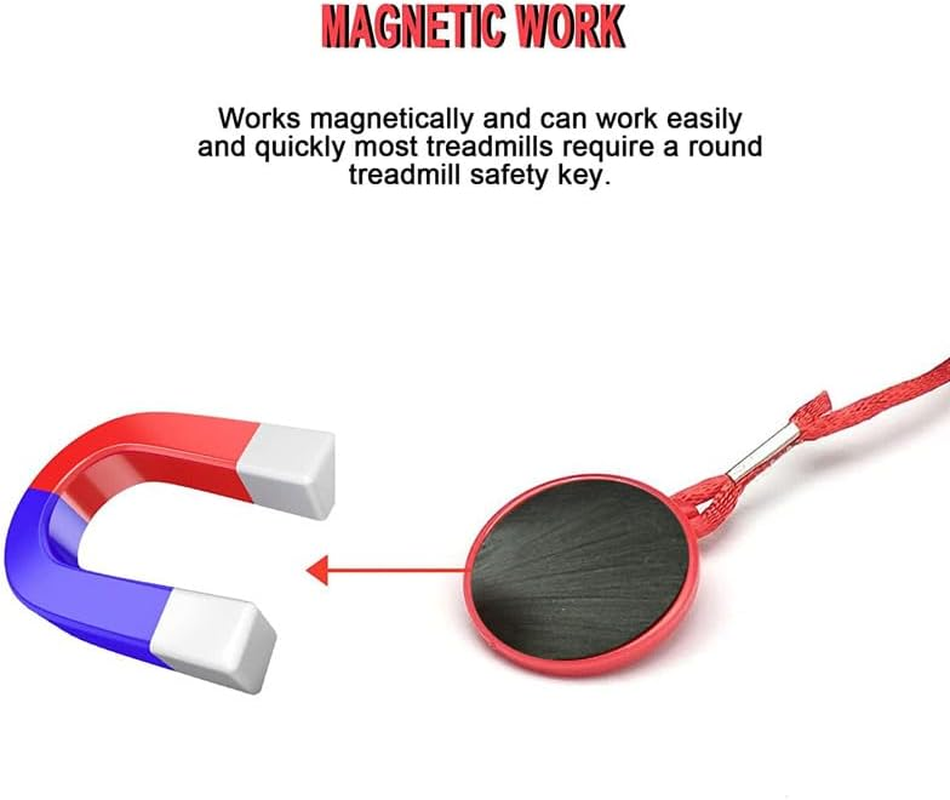 Magnetic Treadmill Safety Key, Universal Running Machine Security Switch Lock with 100Cm Line for Fitness, Running, and Jogging
