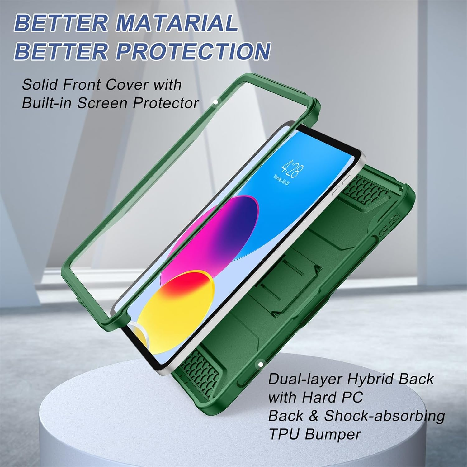 Soke Case for Ipad (A16) 11Th Generation 11-Inch 2025, Ipad 10Th Generation 10.9-Inch 2022, with Built-In Screen Protector and Kickstand, Rugged Full Body Protective Cover - Alpine Green