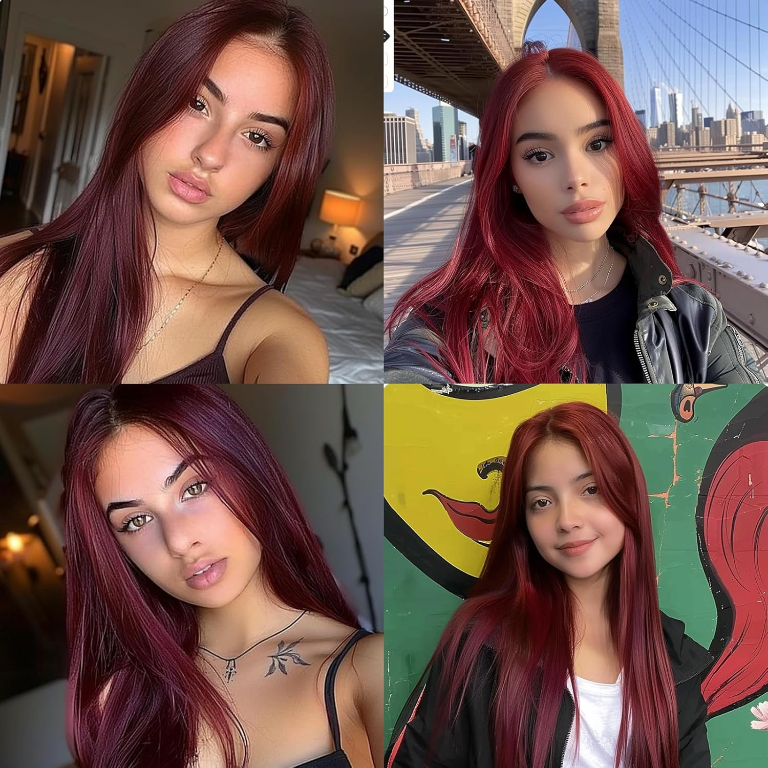 BERRYLION Long Straight Wig|Synthetic Long Wigs for Women|Cosplay Wig for Fashion Women 28Inch (Wine Red)