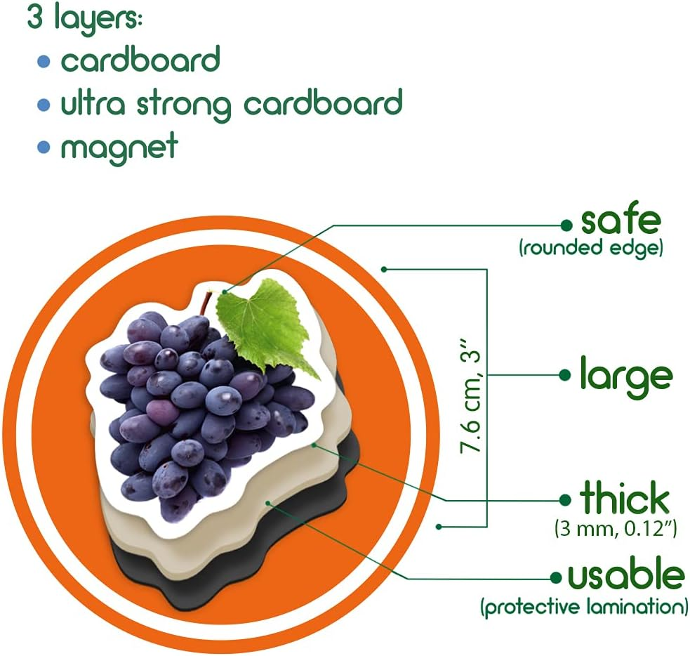 Farm Animals & Fruit & Veggie Photo Magnets - 85 Large Fridge Magnets for Toddlers - Zoo Animals - Children'S Gifts image number 2