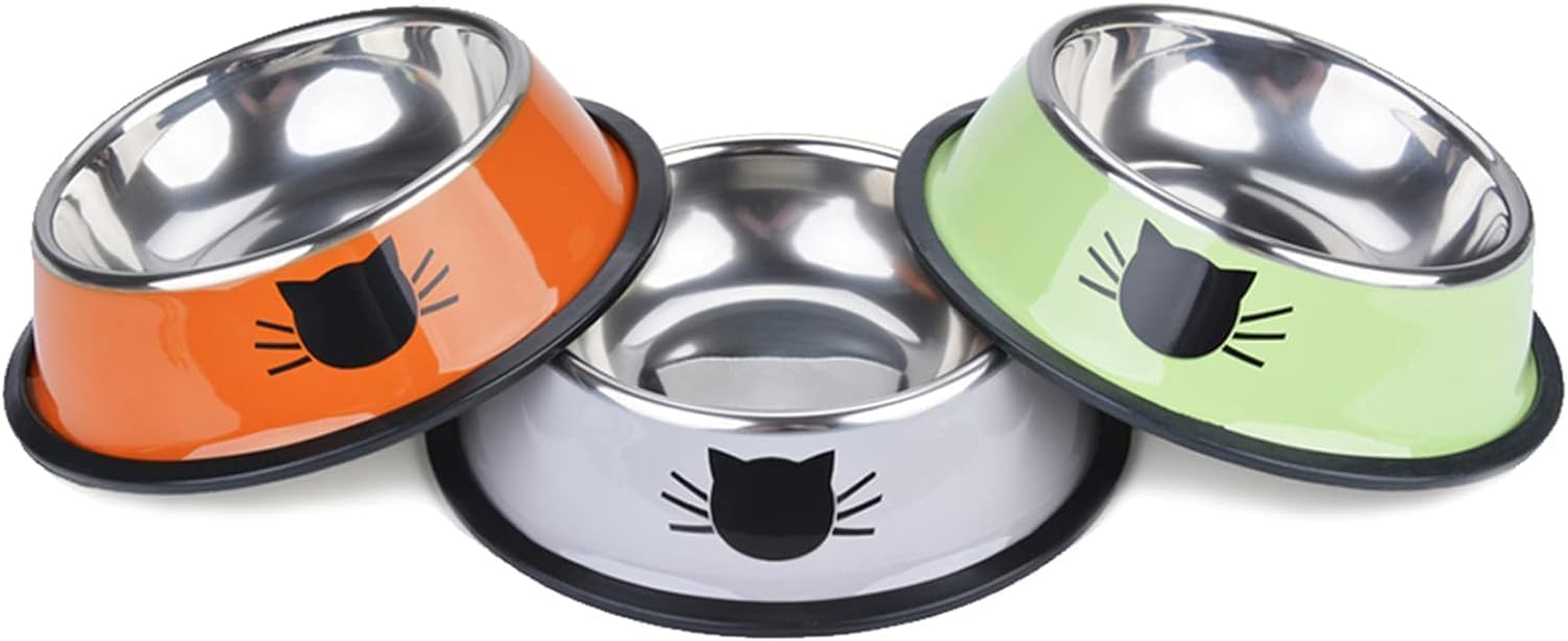 Mumoo Bear Cat Bowls Cat Food Bowl Non Slip Pet Bowl Shallow Water Bowl to Stress Relief of Whisker Fatigue, Dog Bowl Dish Cat Feeding Wide Bowls for Puppy Small Animals (Pack of 3)