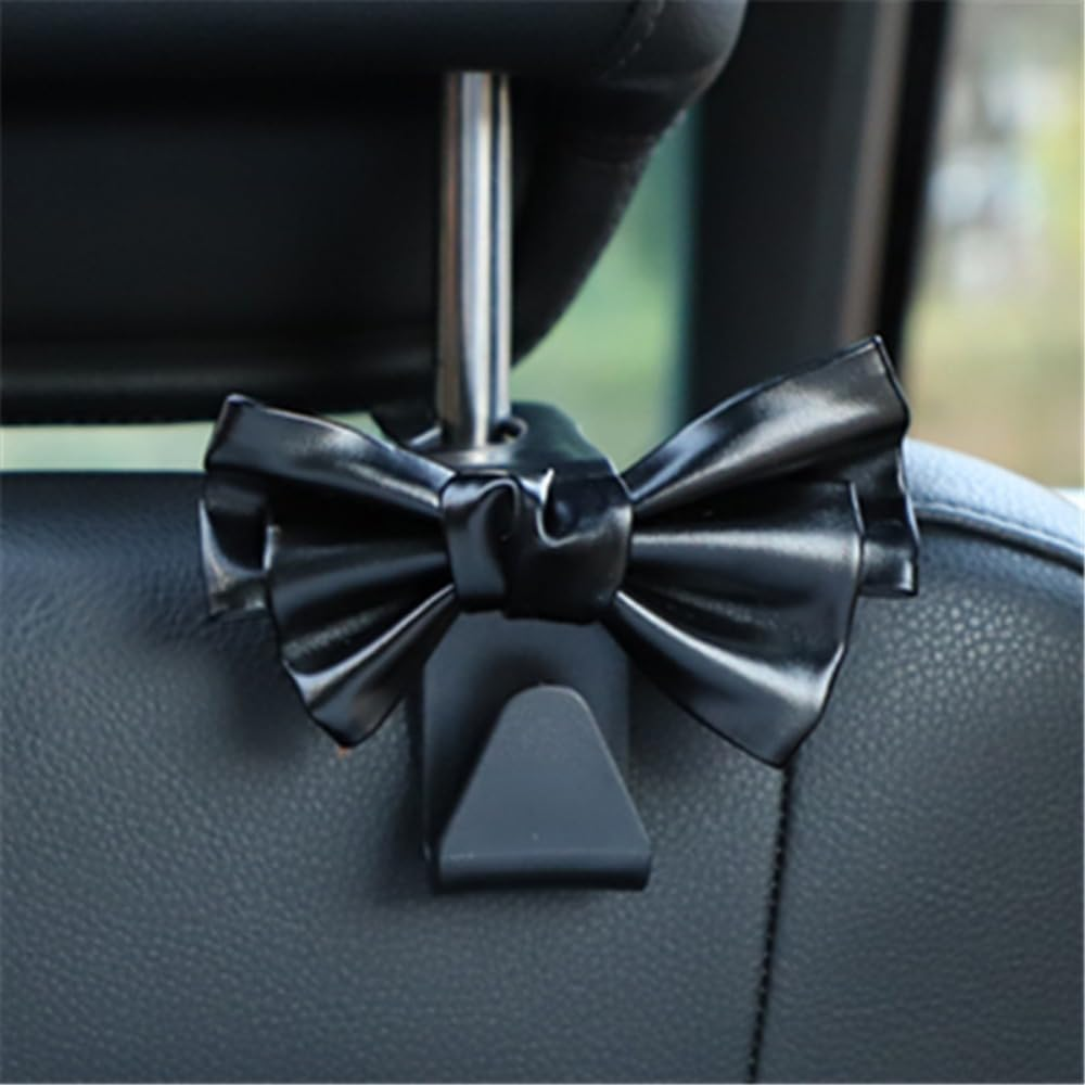 MAPLEROSE 2PCS Purse Holder for Car Hooks for Purses and Bags Cute Bow Car Seat Headrest Hooks for Car Purse Hook Hanger (Black) image number 3