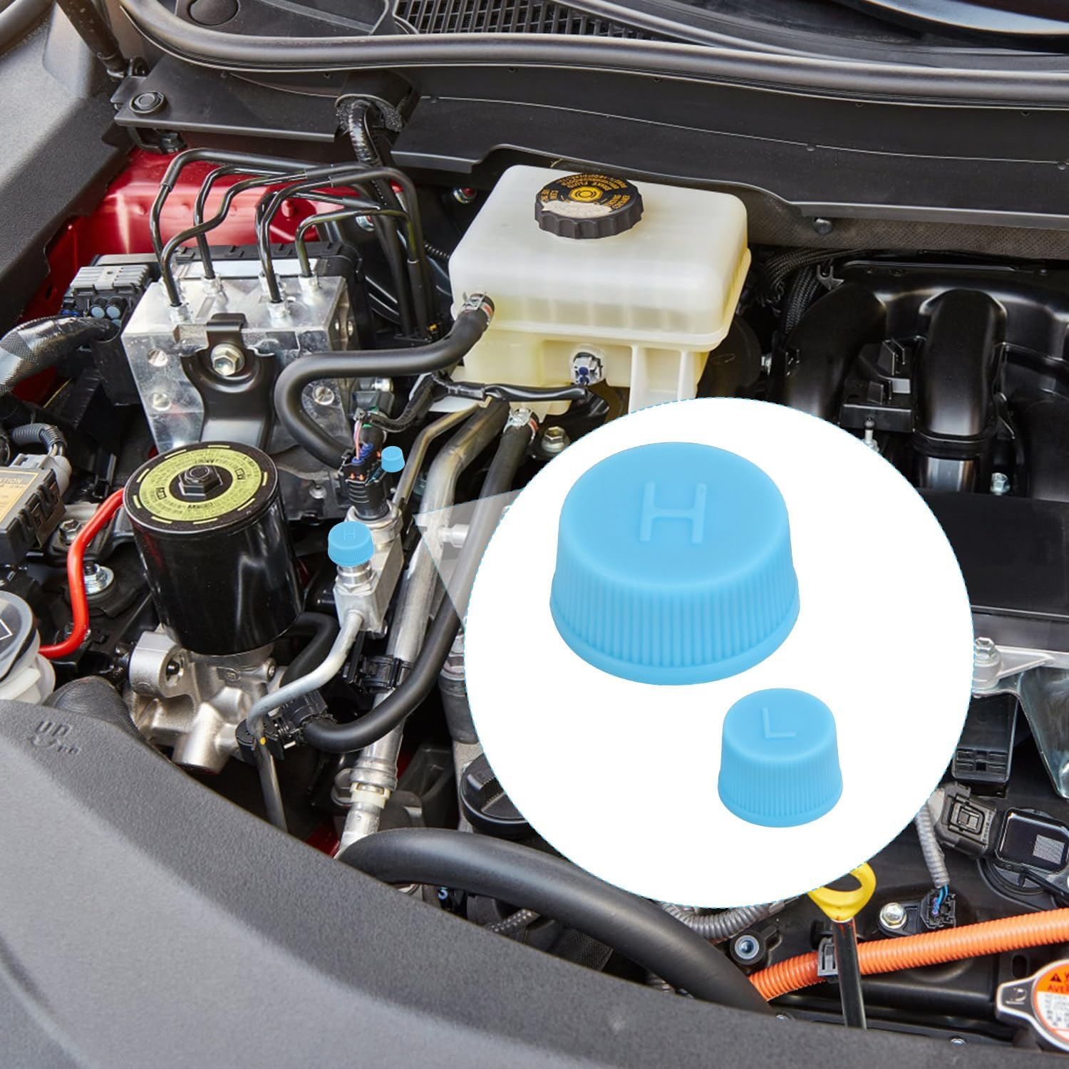 4Pcs Replacement Valve Cap for Car Air Conditioning, Leakproof R134A AC High & Low Pressure Port Caps Vehicle Air Conditioning Seal Accessories image number 3