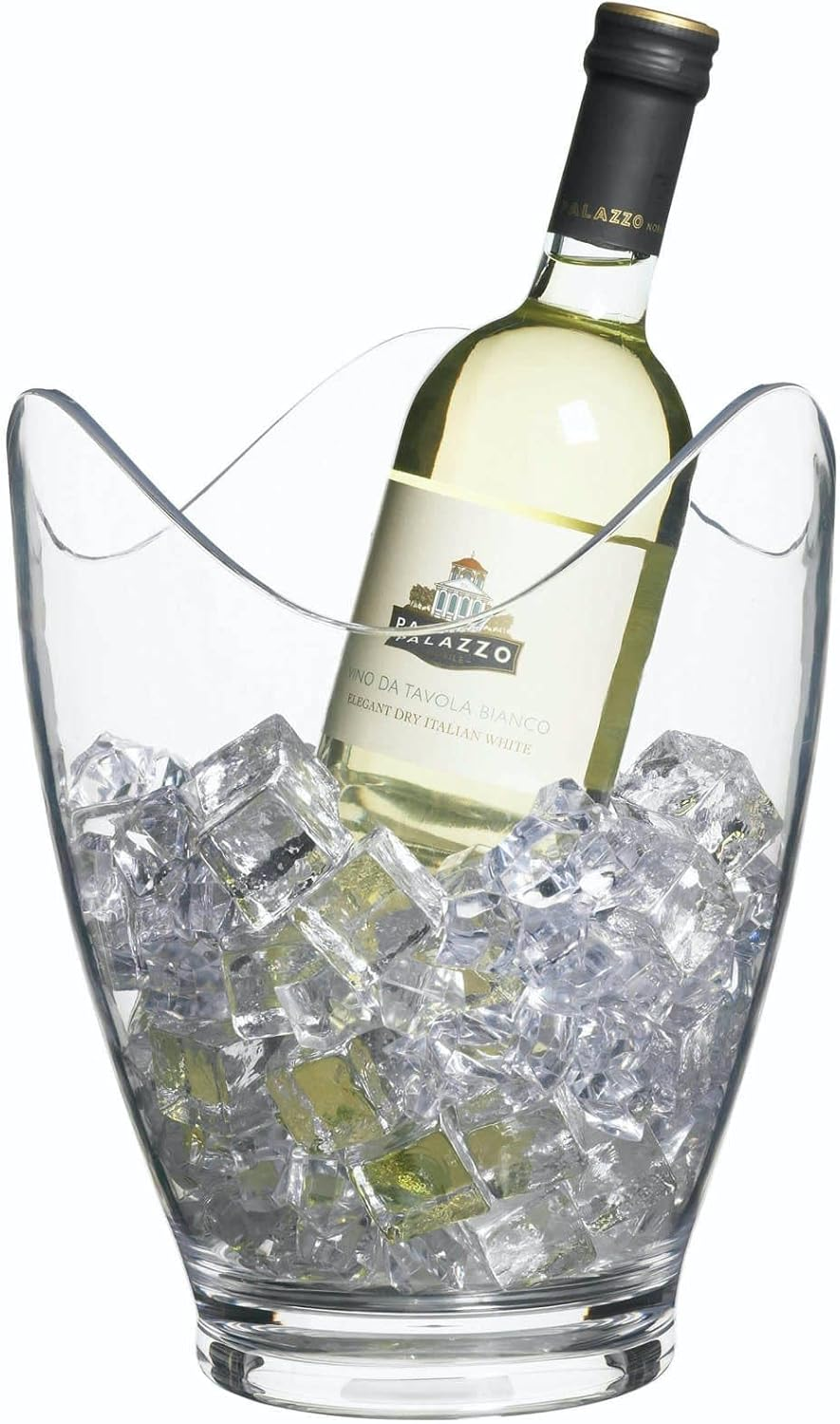 Barcraft Wine Cooler Bucket with Wavy Edge Design, for 1 Bottle, Plastic, Transparent, 3 Litre