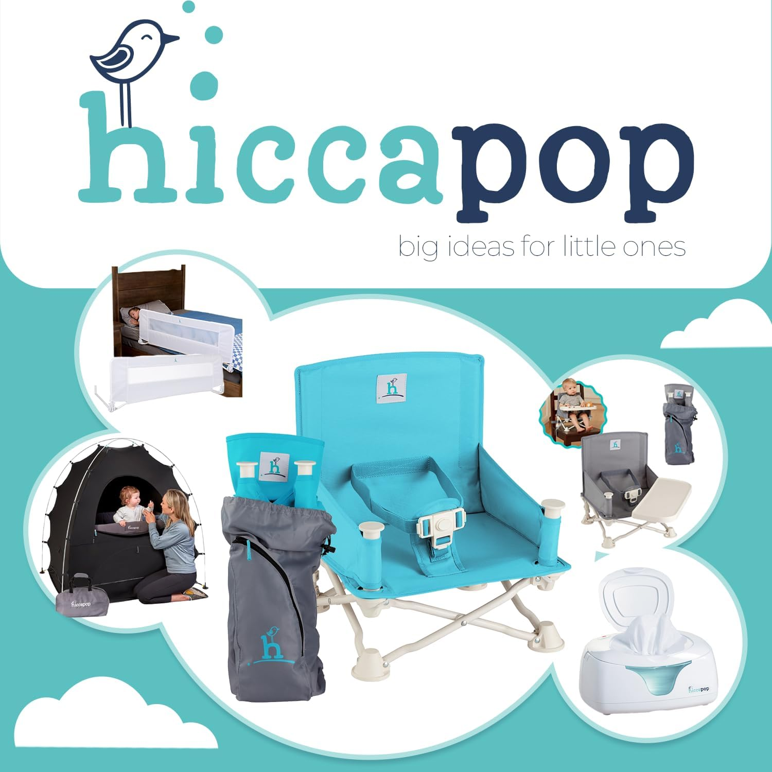 Hiccapop Omniboost Travel Booster Seat with Tray for Baby | Folding Portable Baby Booster Seat for Dining Table, Camping, Beach, Grandma&rsquo;S | Tip-Free Design Straps to Kitchen Chairs - Booster Chair image number 6