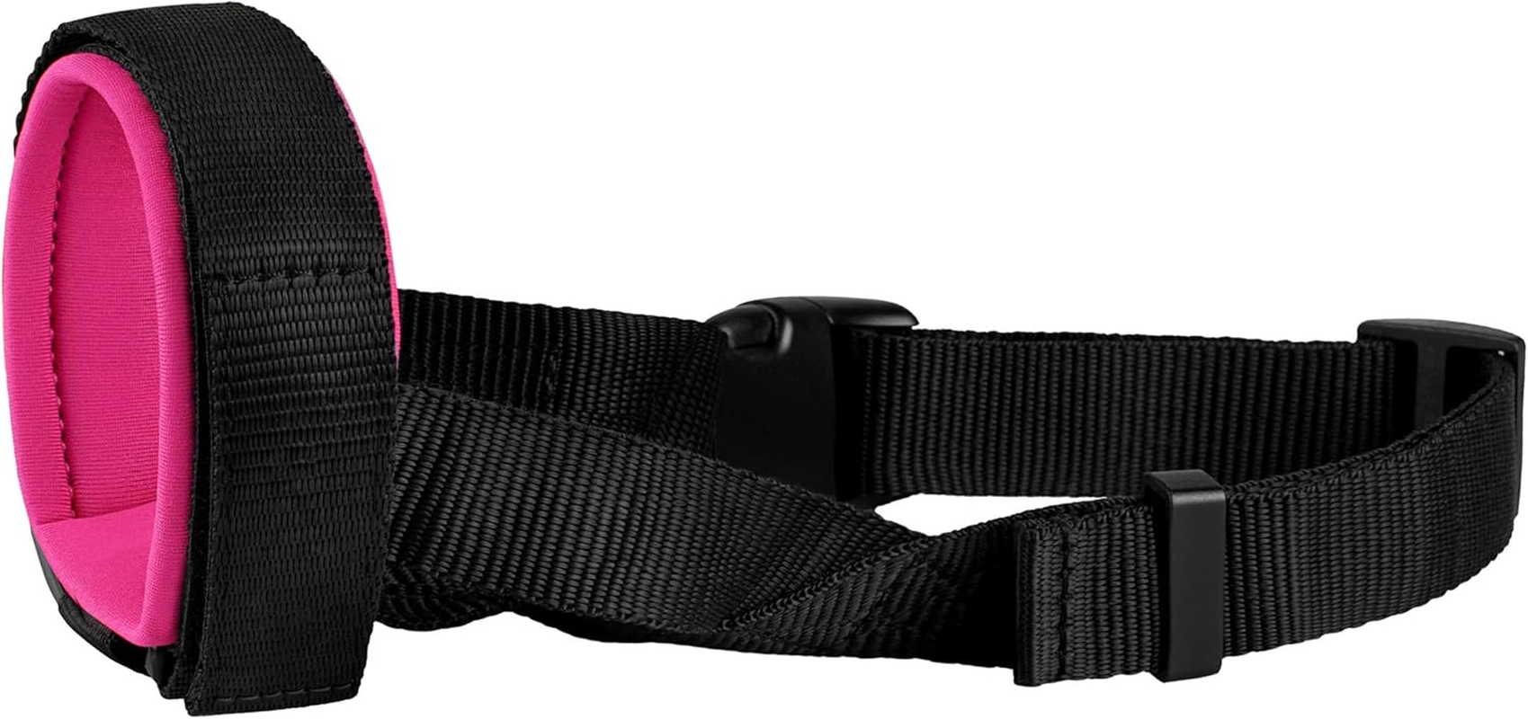 BRONZEDOG Soft Padded Dog Muzzle Adjustable Neoprene Comfort Bitting Chewing Pet Muzzles for Small Medium Large Dogs Puppy (Medium, Snout Strap 8"-10", Pink) image number 4