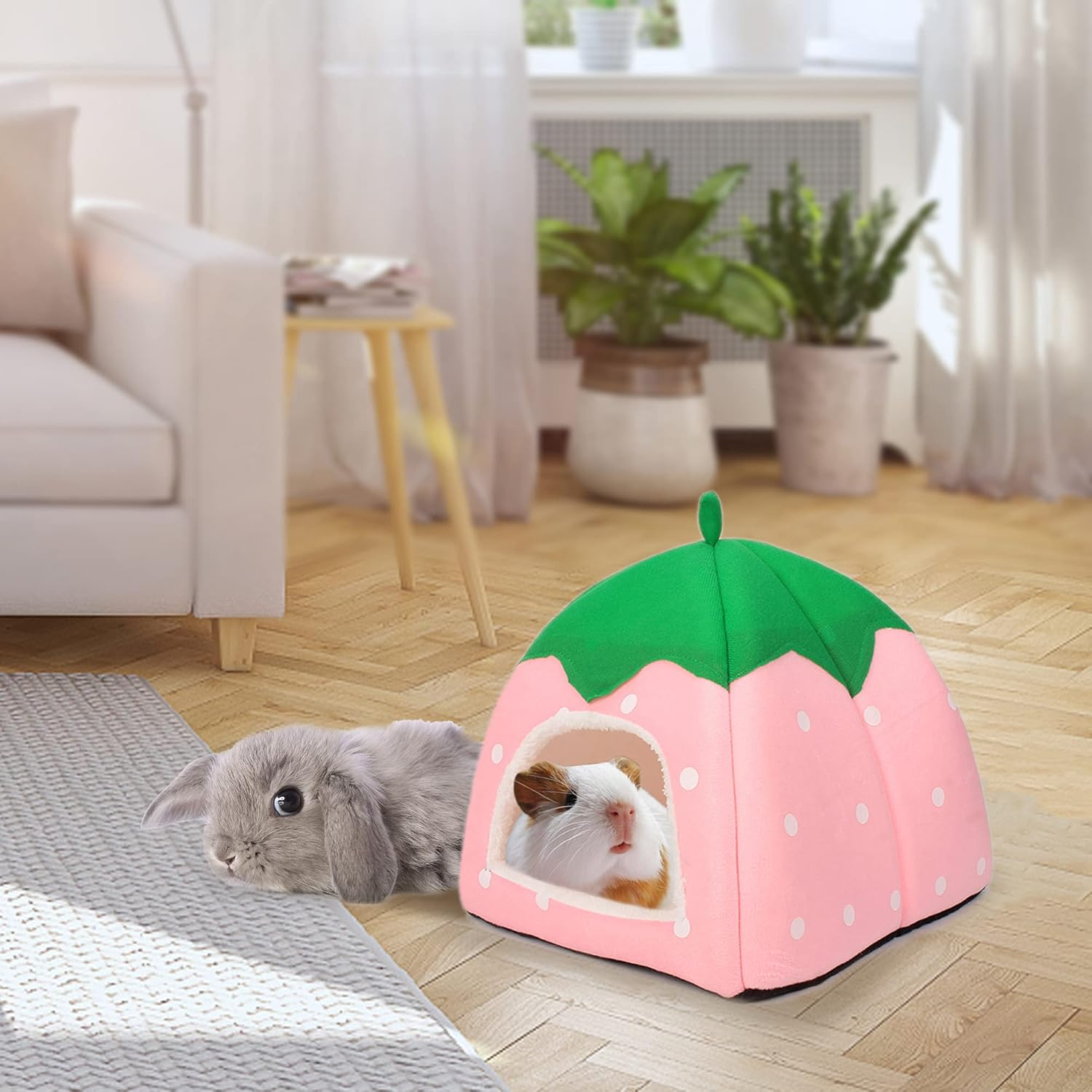 Guinea Pig Hideout 2 Pack Guinea Pig Bed House Cage Accessories Cozy Hide-Out for Hedgehog Ferret Chinchilla&Other Small Animals image number 3