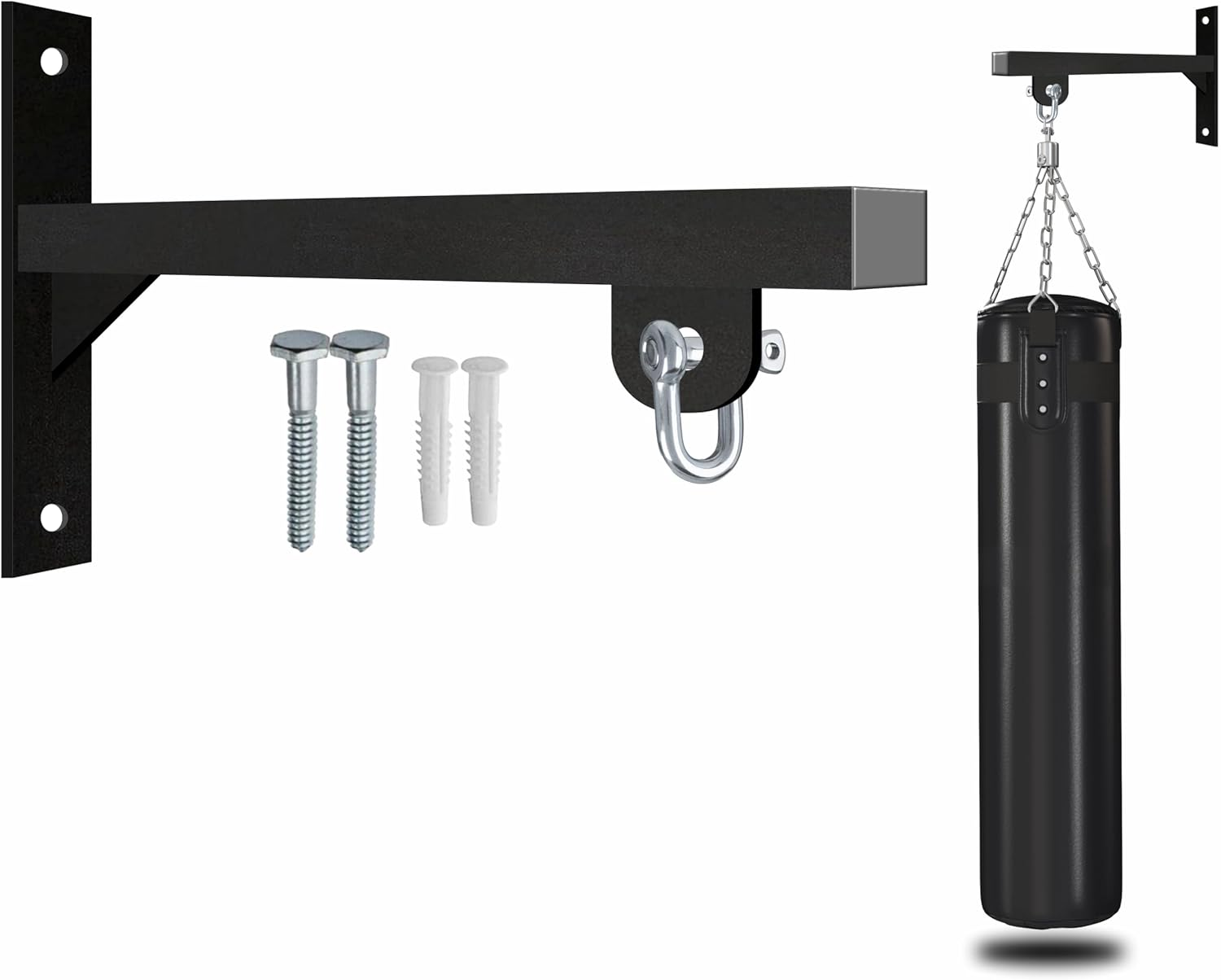 Punch Bag Wall Bracket 12 Inch Heavy Duty Iron Punch Bag Wall Bracket Mount Hanging Stand with D-Ring Hook, Includes Wall Fixings Ideal for Boxing, MMA, Kickboxing and Muay Thai Training image number 5