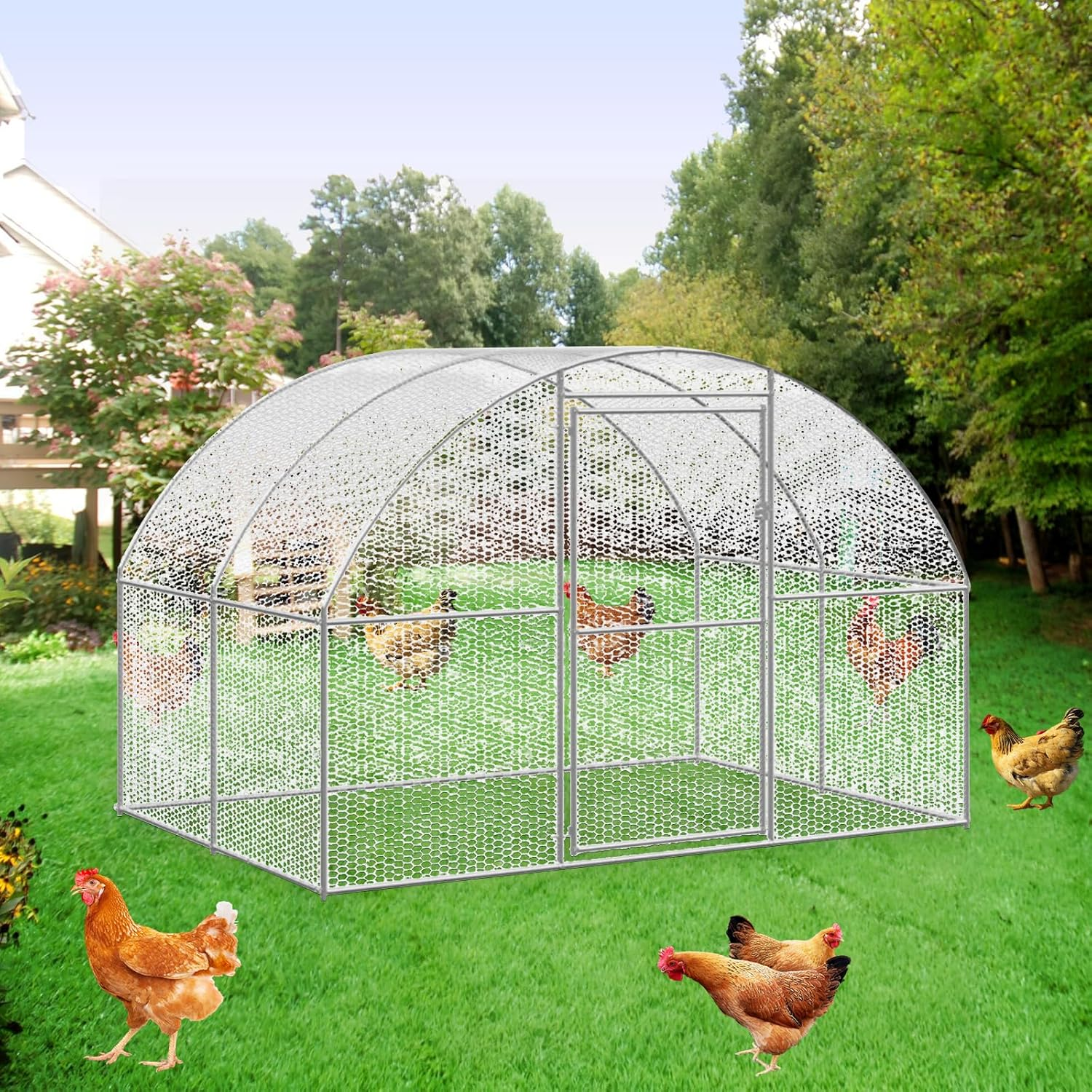 Chicken Coop Large Rabbit Hutch, 3X2X2 M Coops Pet House Run Cage Walk in Guinea Pig Ferret Bunny Hen Chook, Outdoor Metal Door Farm image number 6