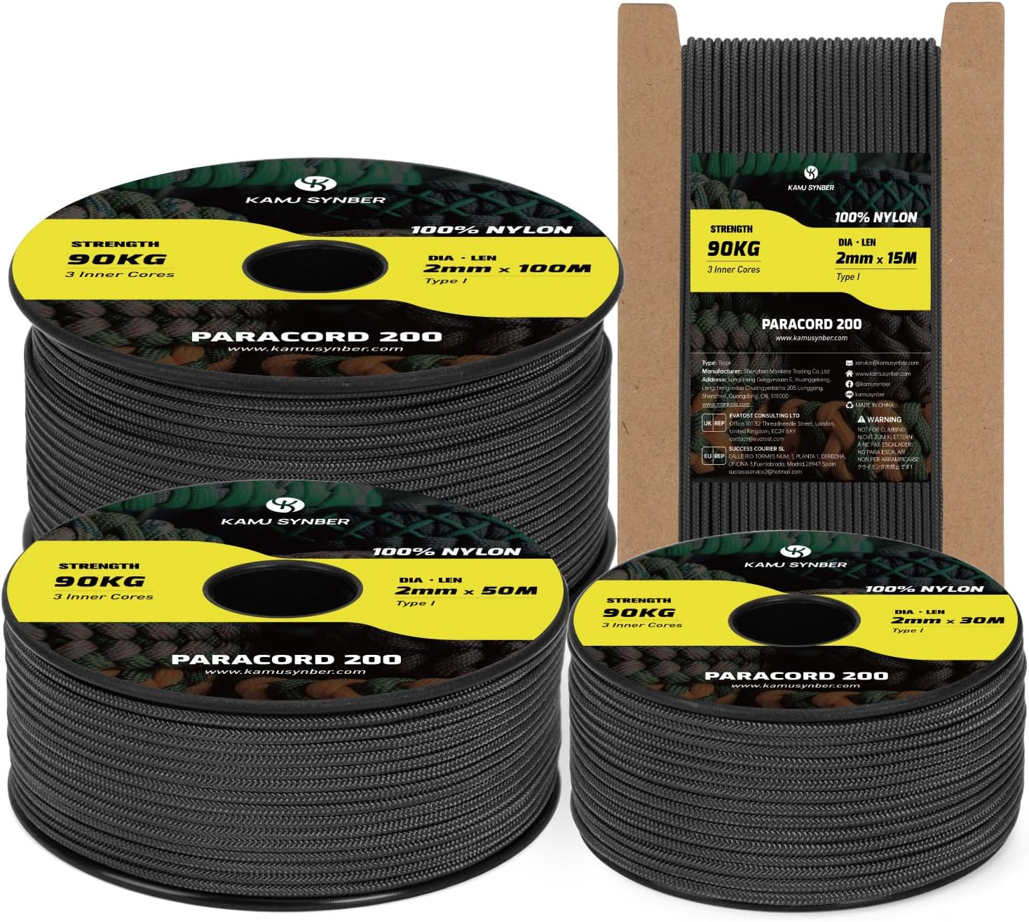 Paracord 2Mm 3 Strands 30M 100% Nylon Rope Type I Parachute Cord for Craft, Outdoor, DIY, Camping | Support 90Kg | Neon Orange