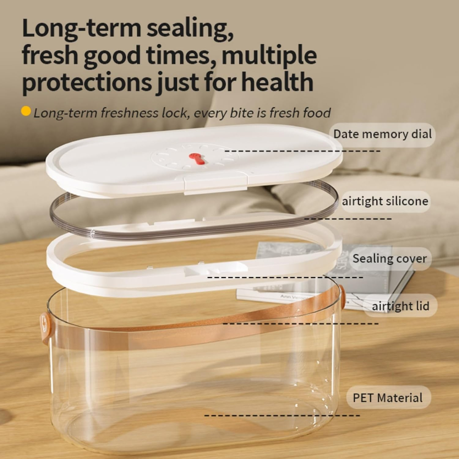 Pet Food Storage Container with Scoop, Flip-Up Lid Airtight Container Transparent Dog Food Storage with for Cat & Cat Food Air Tight Food Container (6L) image number 3