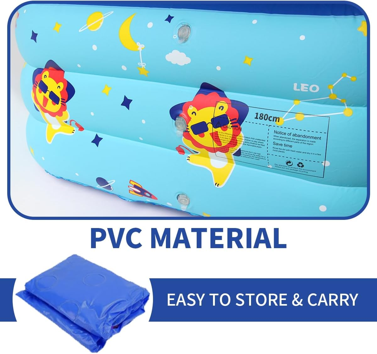 Baiao Inflatable Pool, Inflatable Swimming Pool for Adults, 71''*55'' Thickened Family Swimming Pool for Family Day, Outdoor, Garden, Backyard, Summer Water Party image number 6