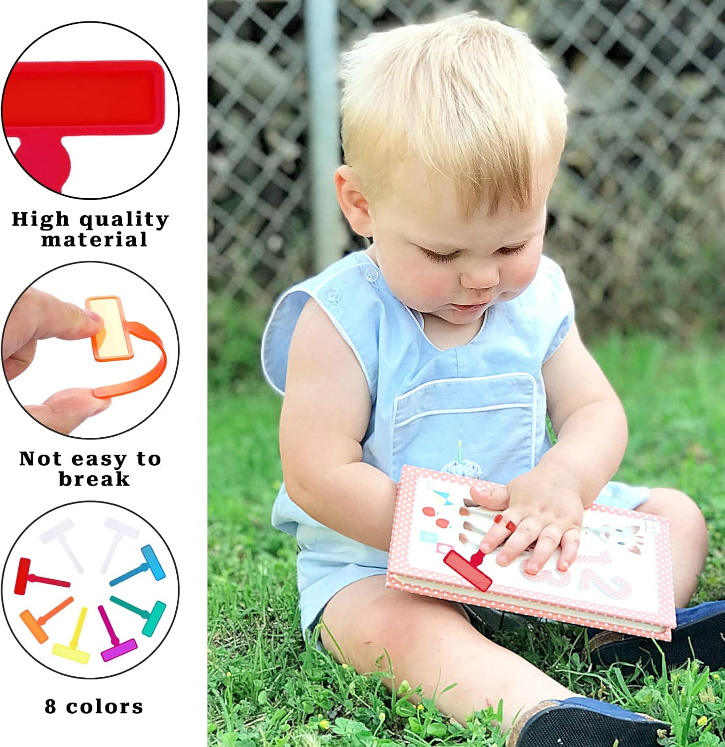 Sliverdew 14Pcs Dyslexia Tools for Kids Guided Reading Strips Tools Colored Highlighter 8Pcs Overlay Strips with 6Pcs Finger Rings Colorful Reading Bookmark Children ADHD Finger Trackers image number 5