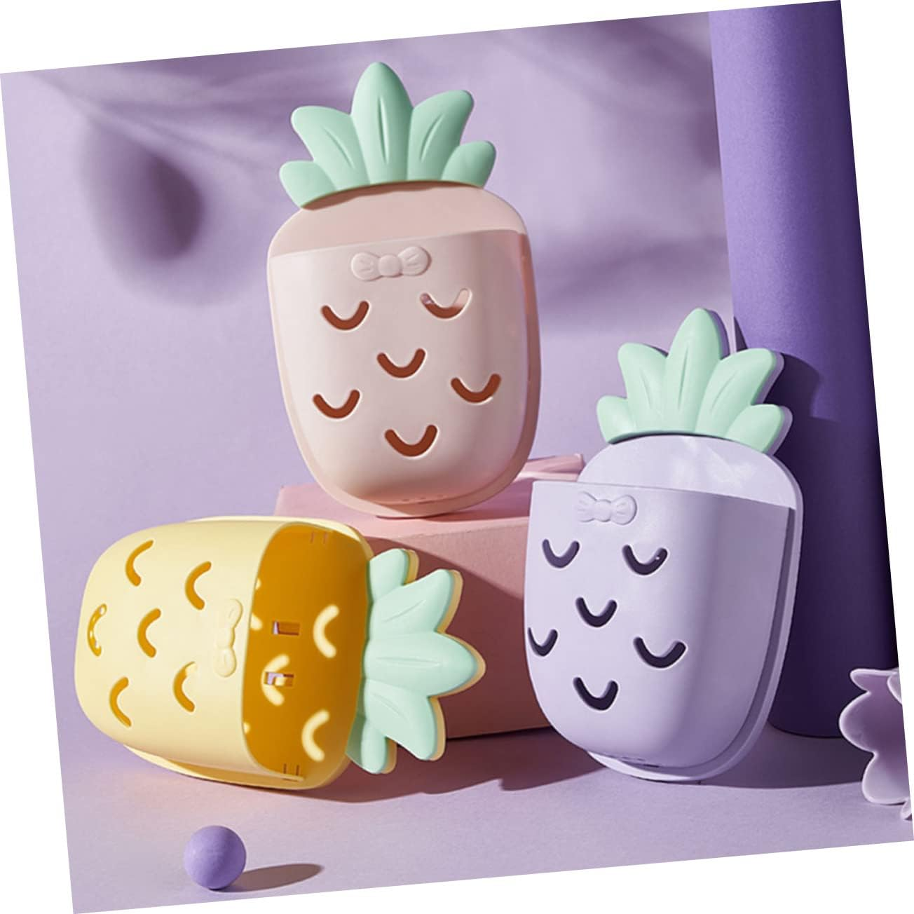 Mobestech 4Pcs Pineapple Bathroom Wall Organizer Wall Mount Storage Holder for Cosmetic Toothbrushes Accessories and Storage Holder for Bathroom Use image number 2