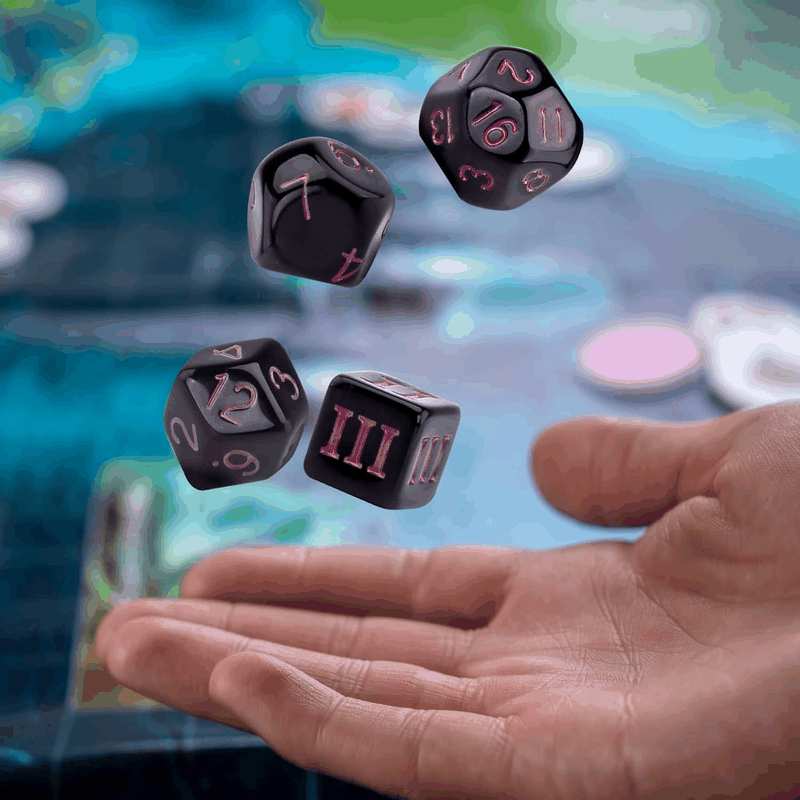 AUSTOR 15 Pieces Complete Polyhedral Dice Set D3-D100 Game Dice Set with a Leather Drawstring Storage Bag for Role Playing Table Games(Black & Purple) image number 5