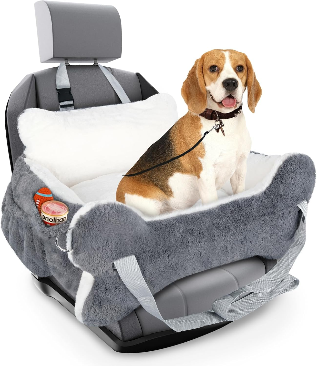 29.5"X19.7"X9.8" Dog Car Seat for Middle Dogs & Cats, Car Seat for Dogs with Plush Cushion, Non-Slip Bottom & Safety Leash, Cat & Dog Bed with Side Pocket for Sedan, SUV and Truck, Washable image number 1