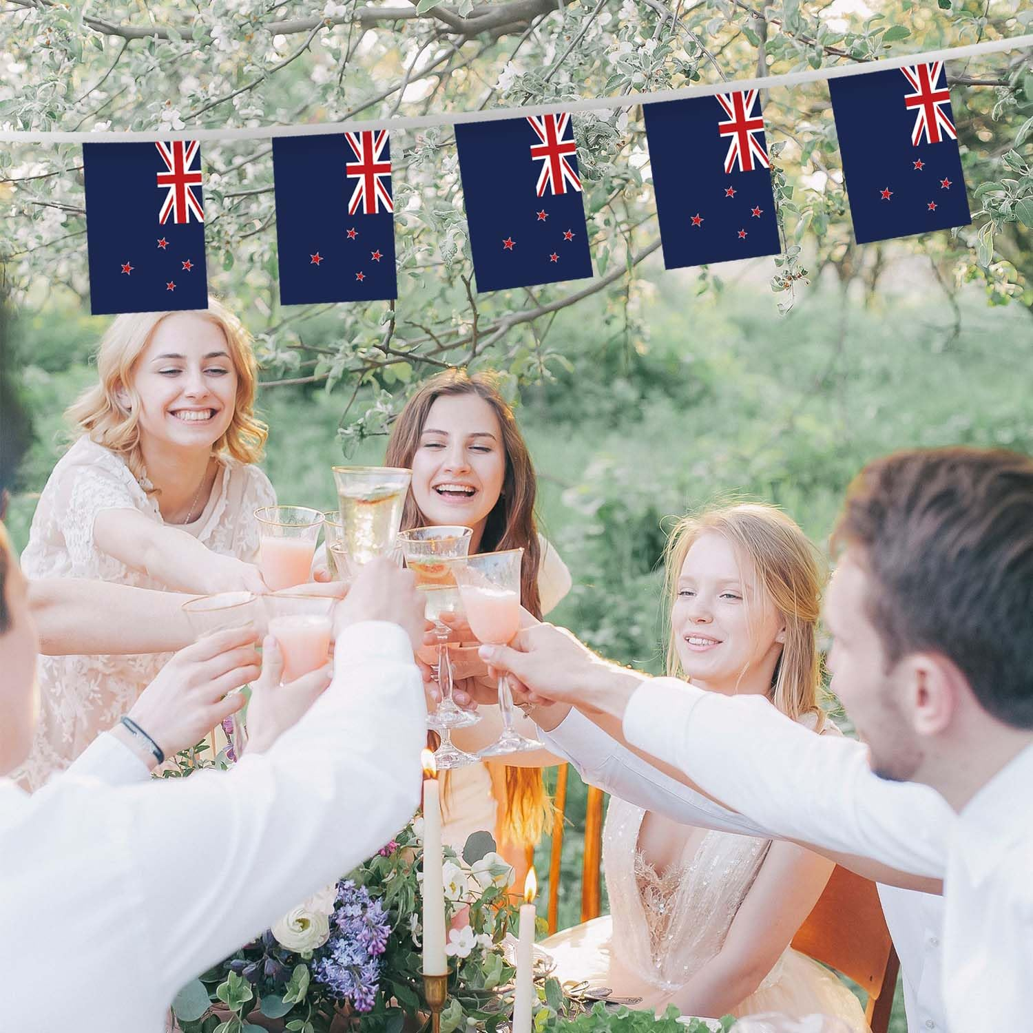 32FT Small New Zealand Pennant Flag Bunting,30 PCS Mini String Banner Strip New Zealanders National Decor Rectangle for Holiday Restaurant Home Party School