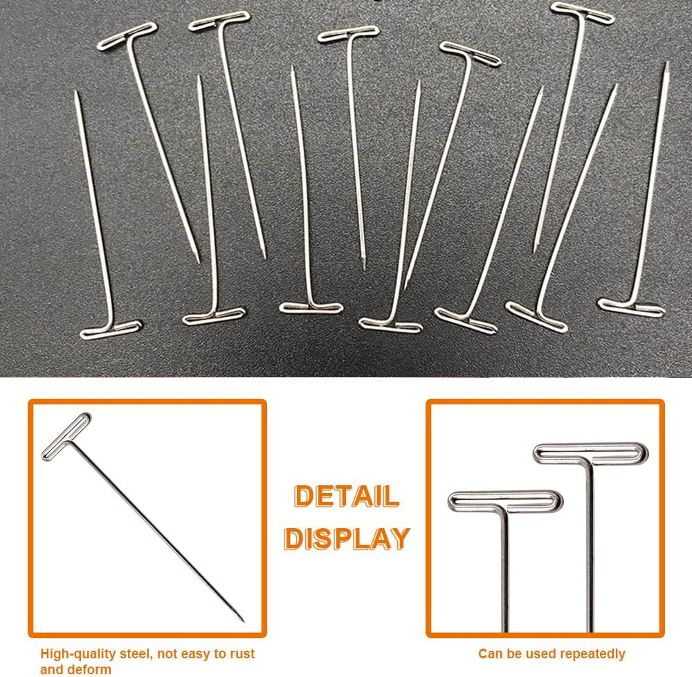 200 Pieces Steel T-Pins, Strong Stainless Steel T-Pins, Blocking Pins for Knitting, Sewing, Modelling, 2Inches/51Mm image number 6