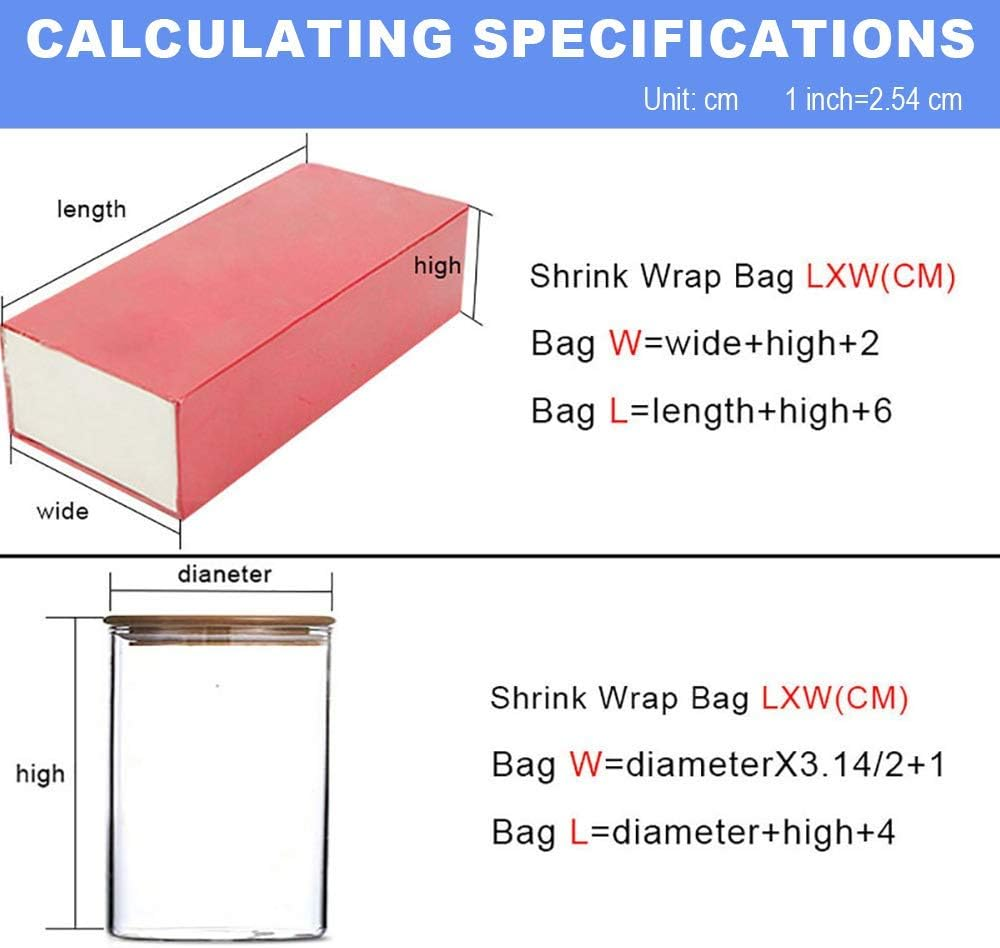 Lehom 100 Pack Heat Shrink Film Wrap Bags 25X35CM Shrink Wrap Bags Clear Heat Seal Shrink Wrap for Soaps, Candles, Bath Bombs,Jars and Small Gifts, Homemade DIY Projects, Shrink Film Wrap