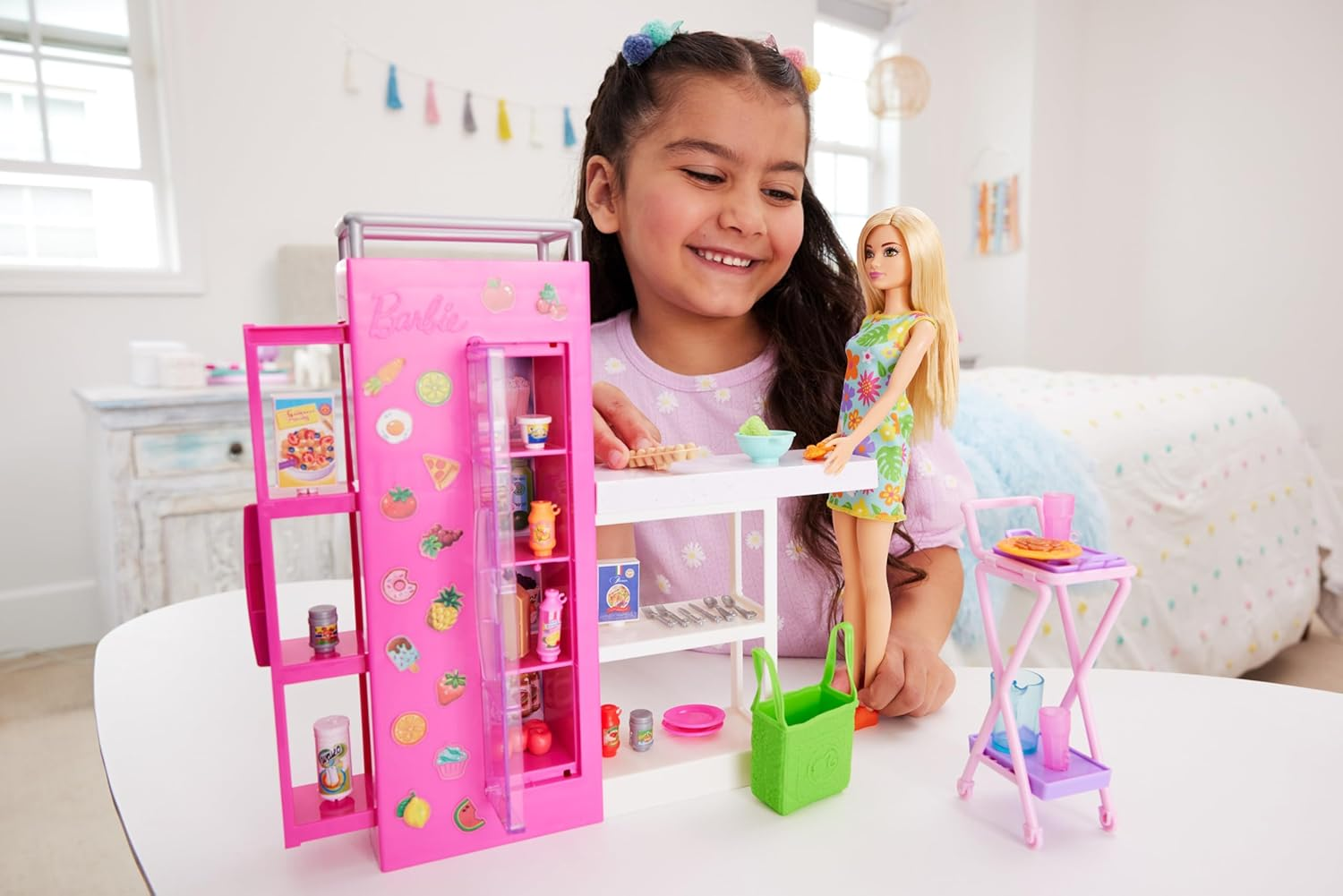 Barbie Doll & 25+ Accessories, Ultimate Pantry Playset with Dollhouse Furniture, Food-Themed Pieces & Sticker Sheet image number 5