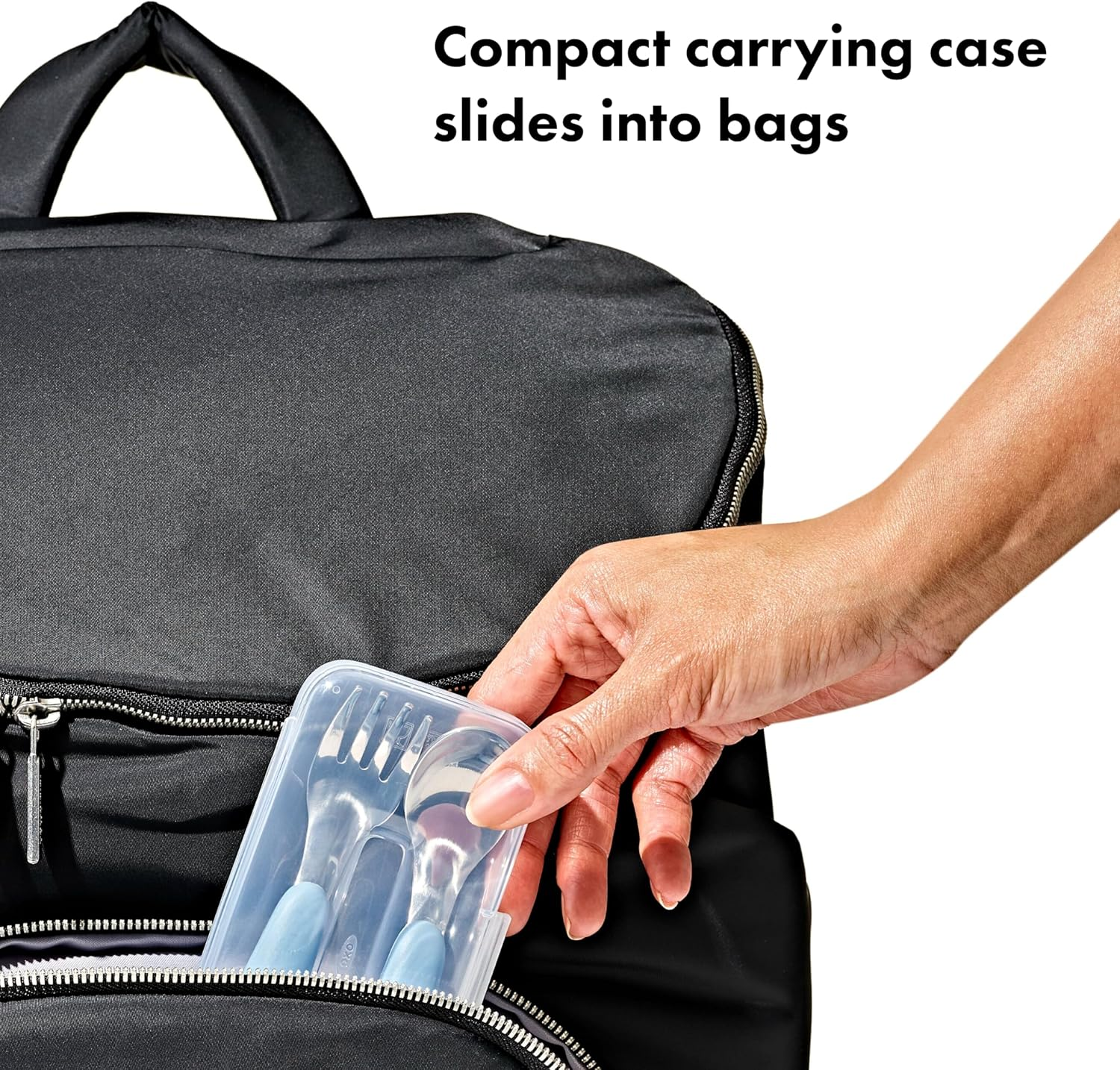 OXO Tot On-The-Go Fork and Spoon Set - Dusk - Pink image number 2