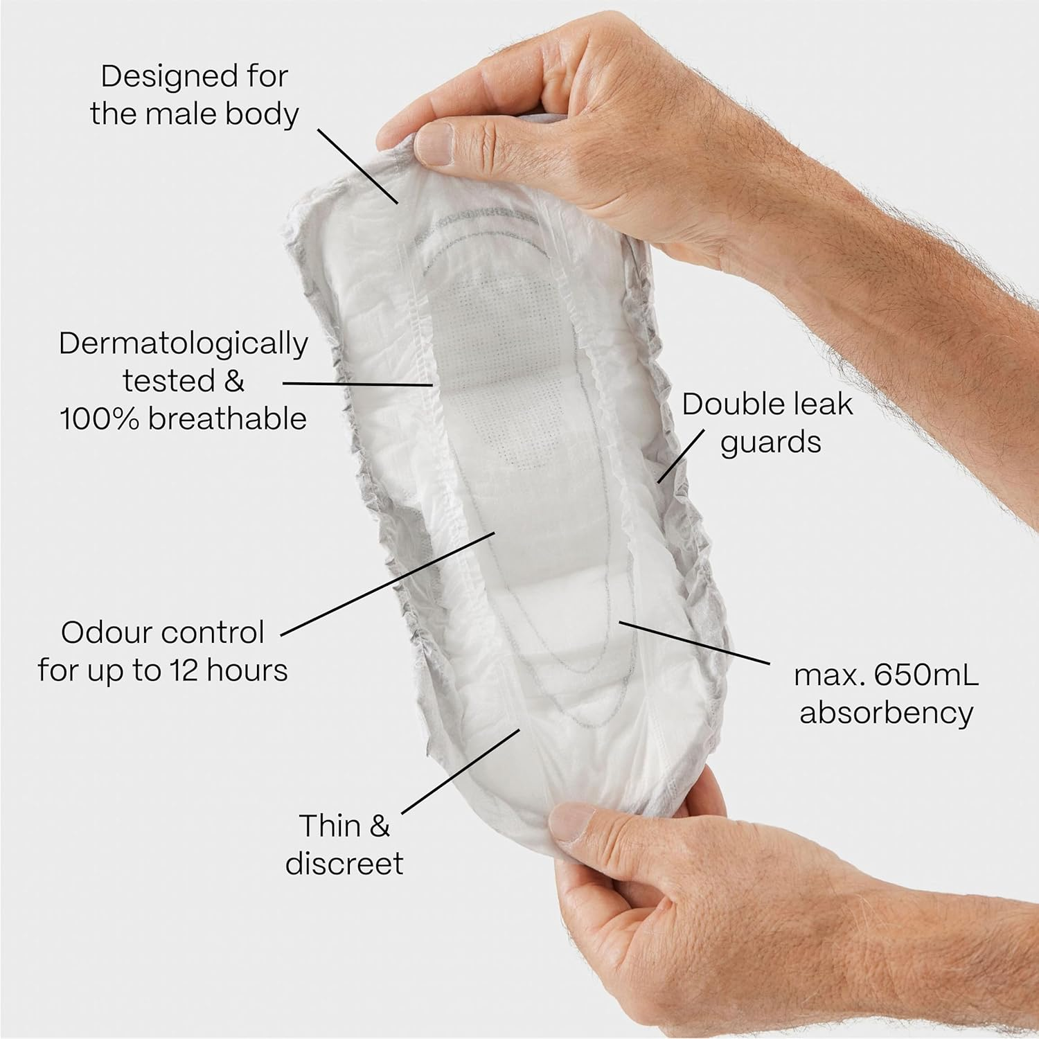 Invizi Male Guards Level 3 &ndash; Incontinence Pads for Men with High Absorbency, Odour & Leak Protection, Secure Fit for Comfort & Confidence &ndash; Discreet Male Incontinence Guard (15 Count) image number 1