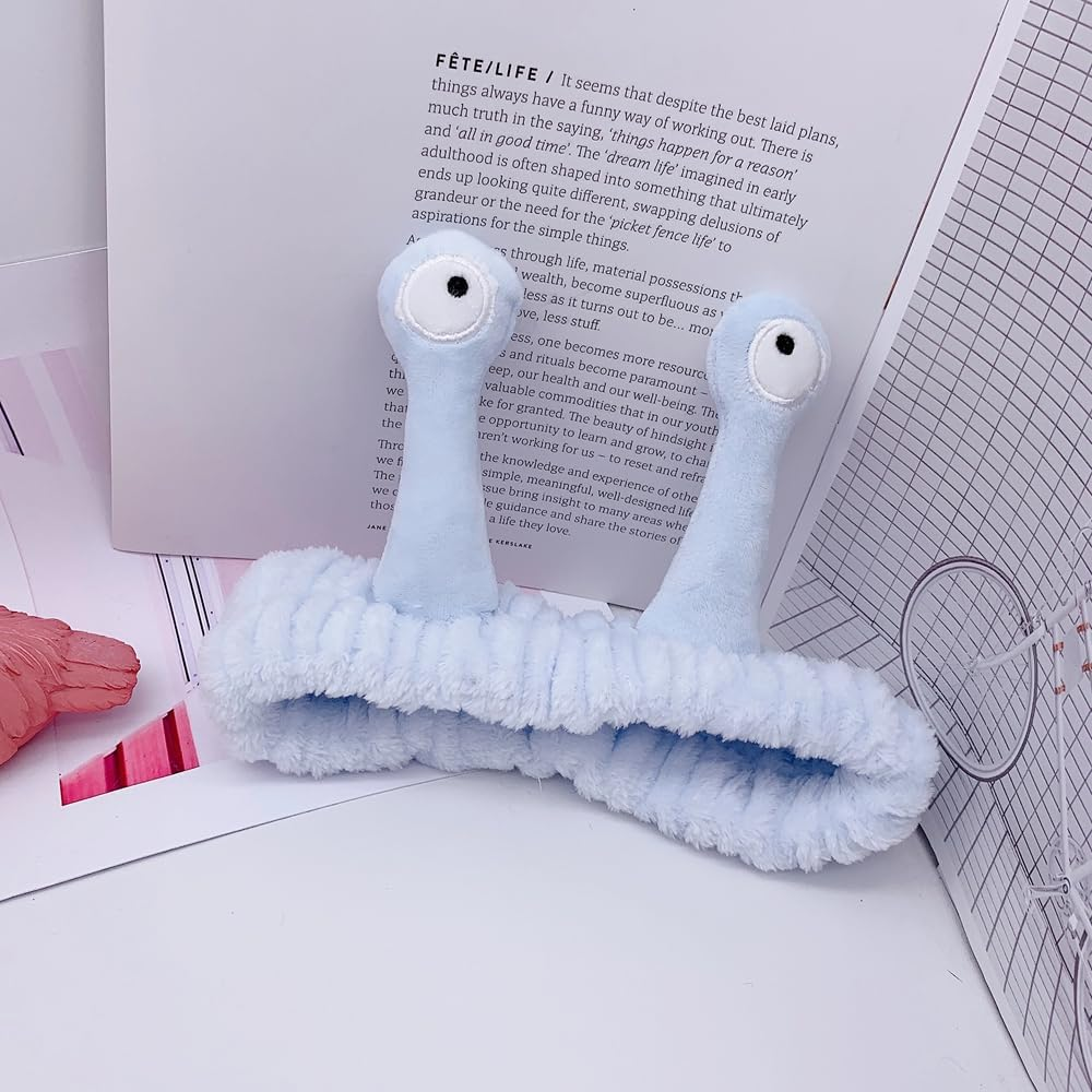 Face Wash Headband Spa Headband for Women Snail Skincare Headband Cute Animal Head Hoop Cartoon Fluffy Headband image number 5