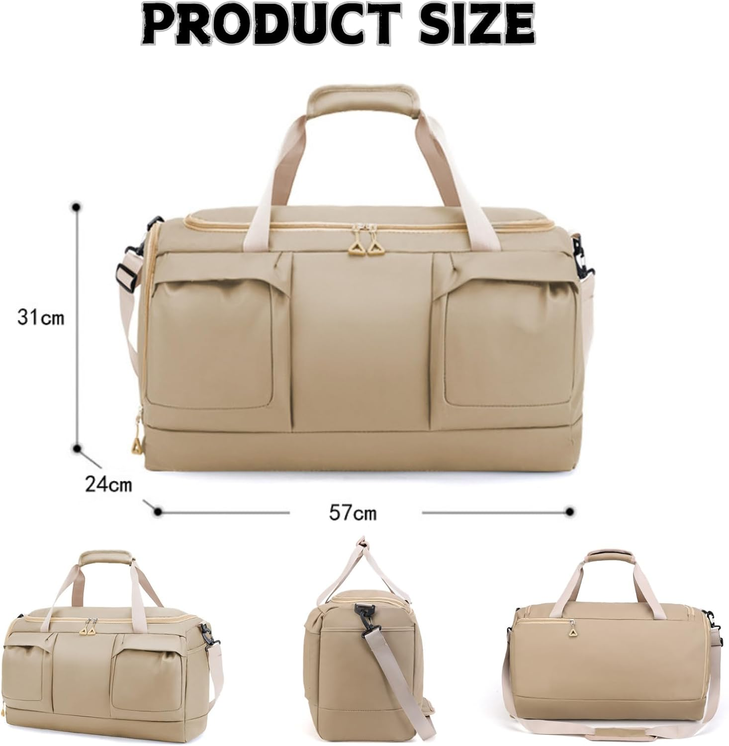 Gym Bag for Men Women, Large Sports Travel Duffle Bag with Wet Pocket & Shoe Compartment, 50L Waterproof Lightweight Carry on Overnight Weekender Bag image number 2