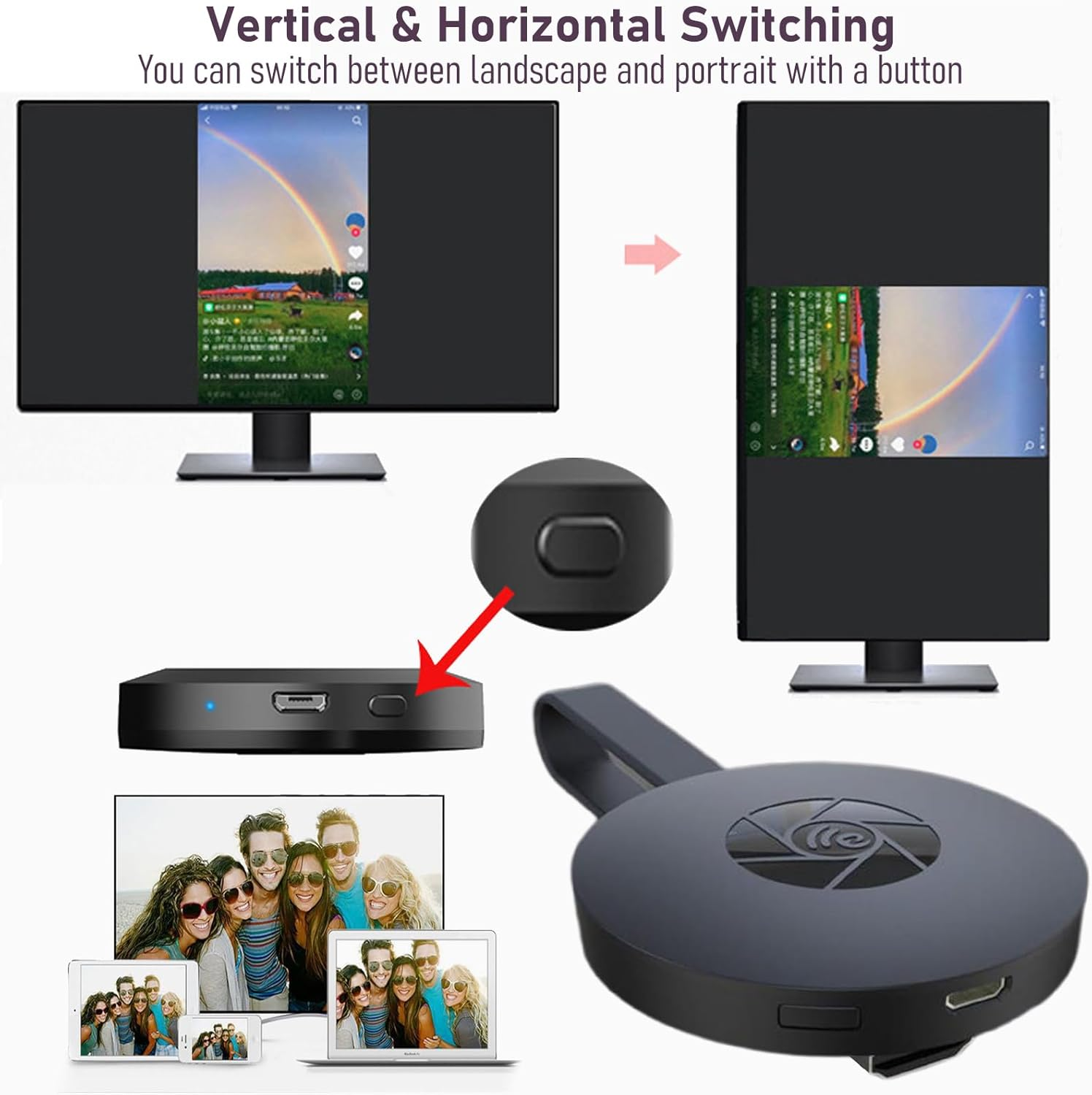 Wireless Display Dongle Adapter, 4K Wireless Display Adapter Streaming Media Video Sound File for Phone Tablet Laptop Projector Monitor image number 5