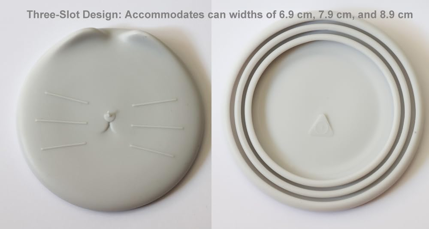 Reusable Cat Food Can Lid | Dog Food Can Lid | Pet Food Can Cover (Light Grey without Handle) image number 2