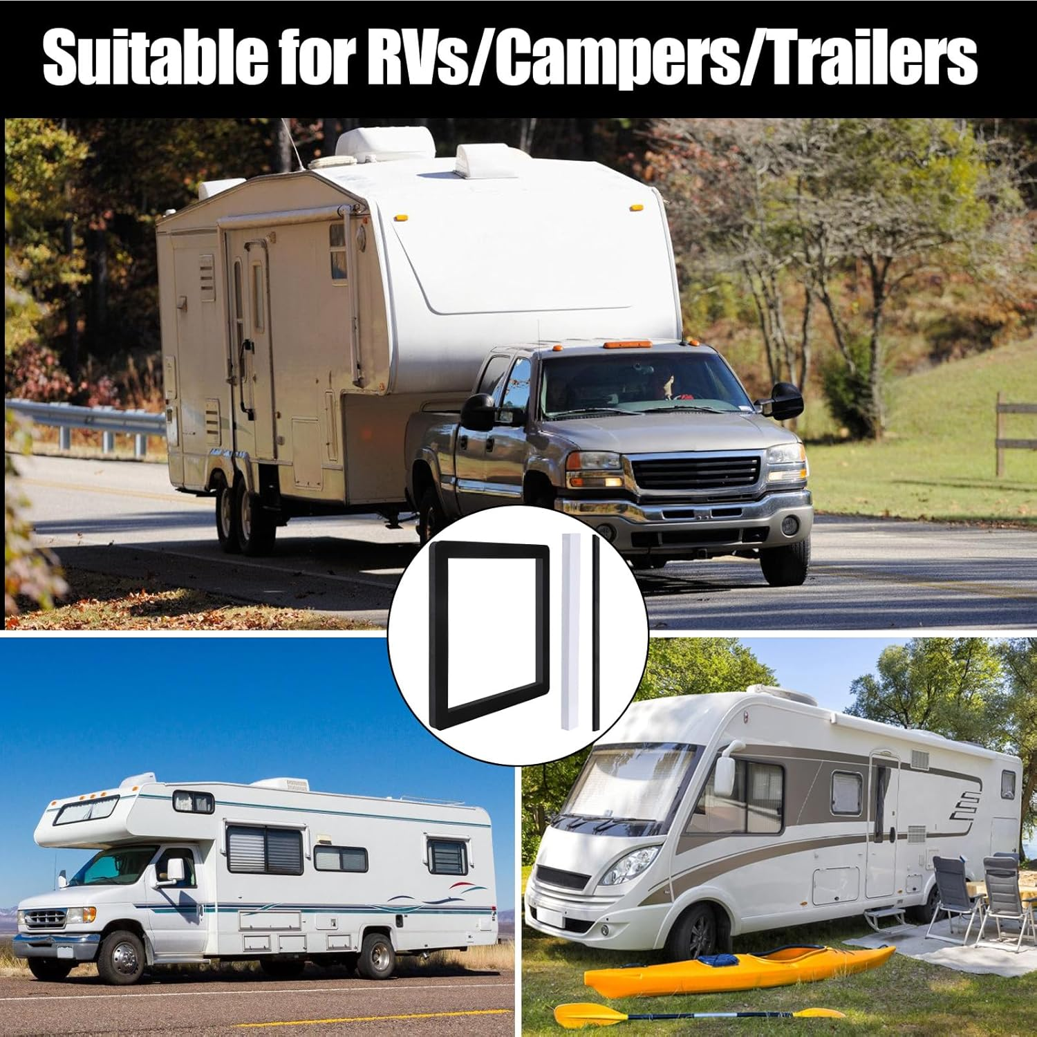 Universal RV Roof Air Conditioner Gasket Kit, 14X14In Camper Roof A/C Gasket Kit - Waterproof Compression Seal Insulation - Self-Adhesive Picture Frame Gasket and Leveling Pads